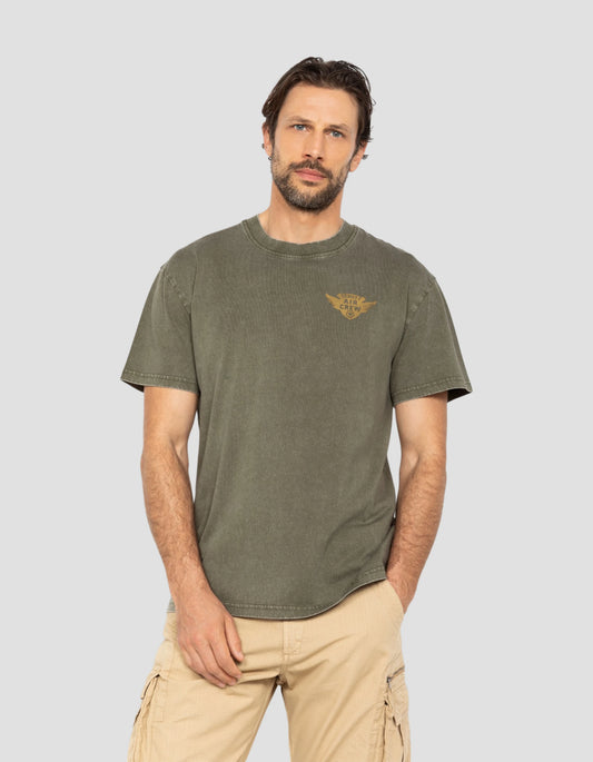 T-shirt army imprimé kaki, effet vintage