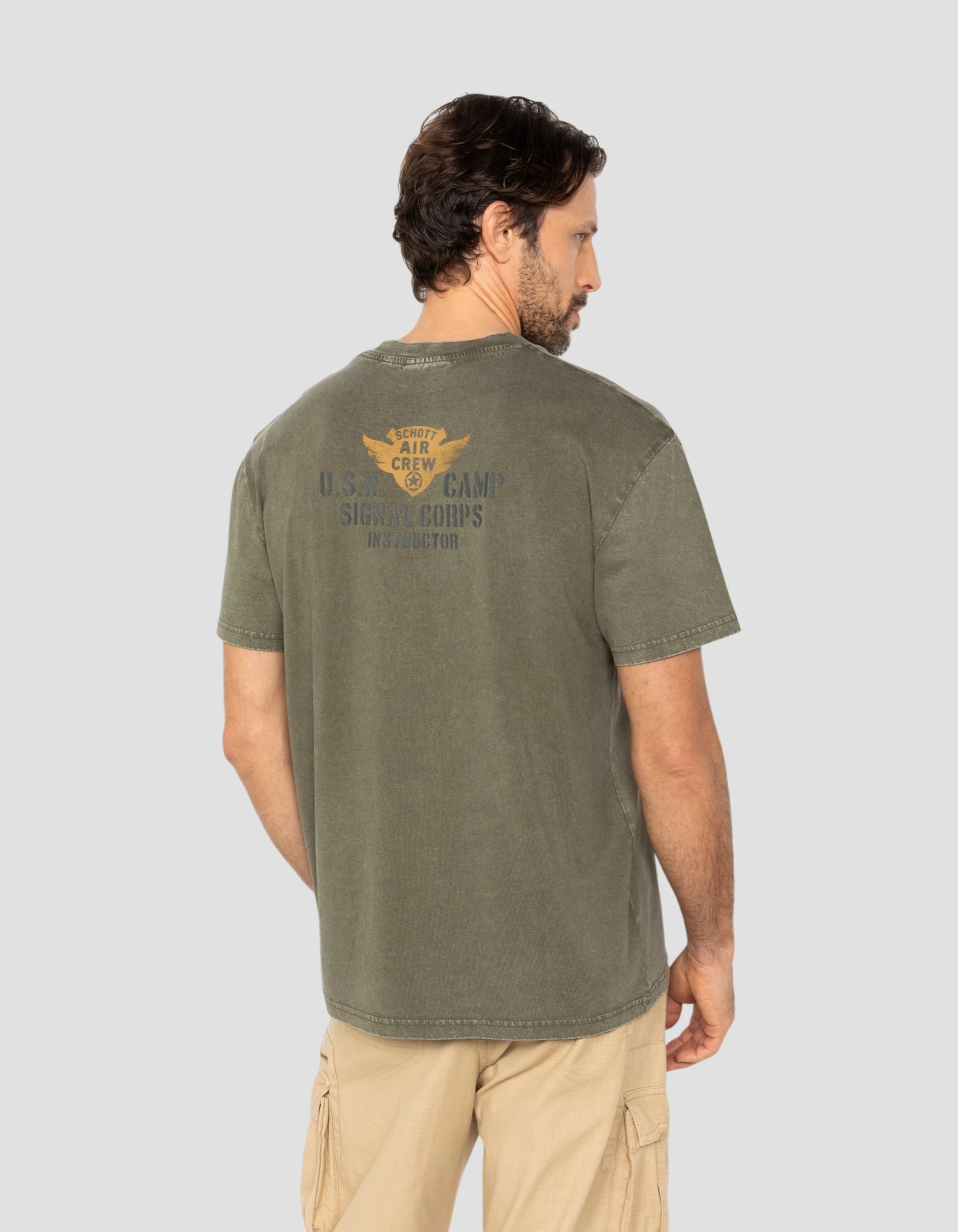 T-shirt army imprimé kaki, effet vintage-5