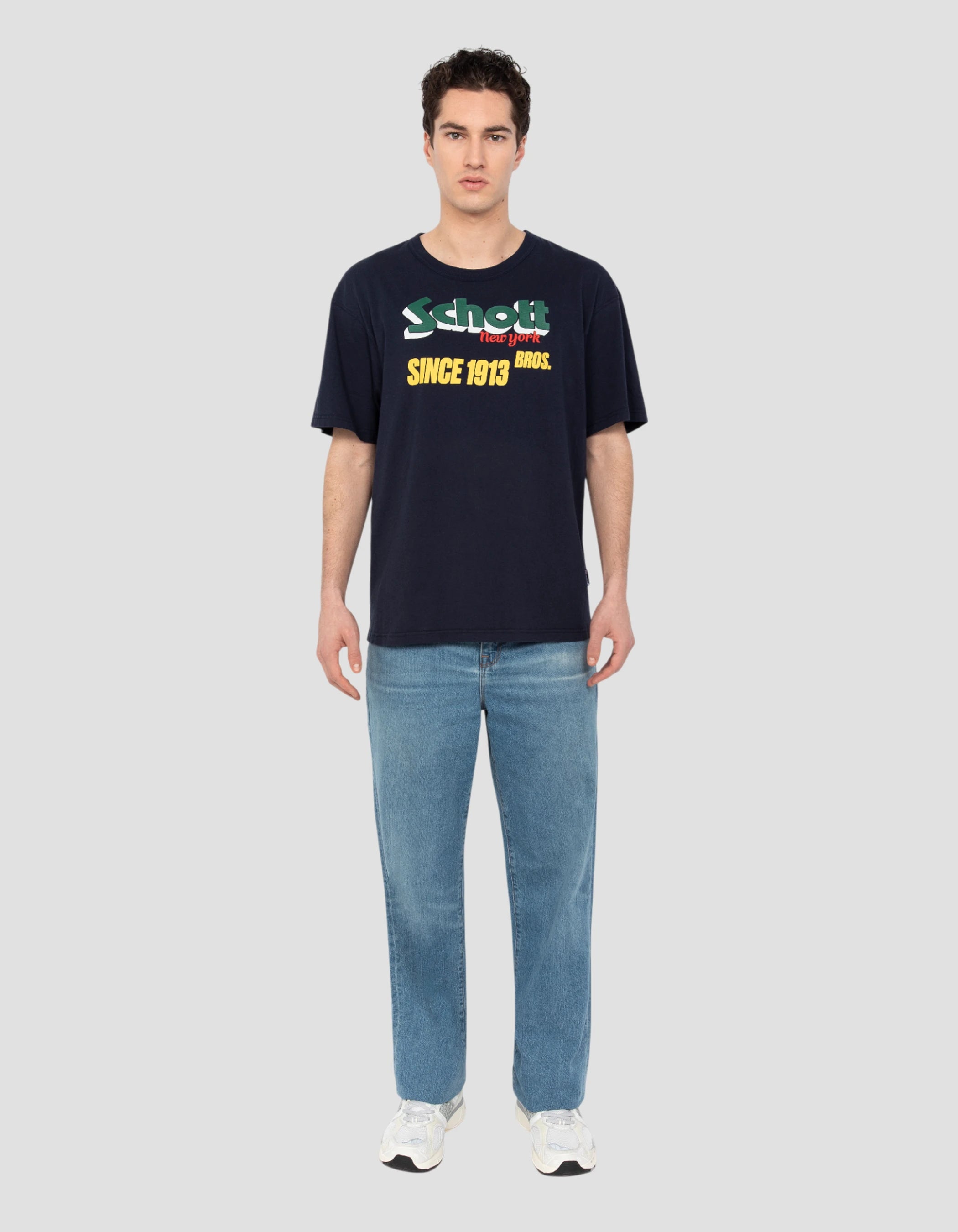 T-shirt retrò blu navy-1