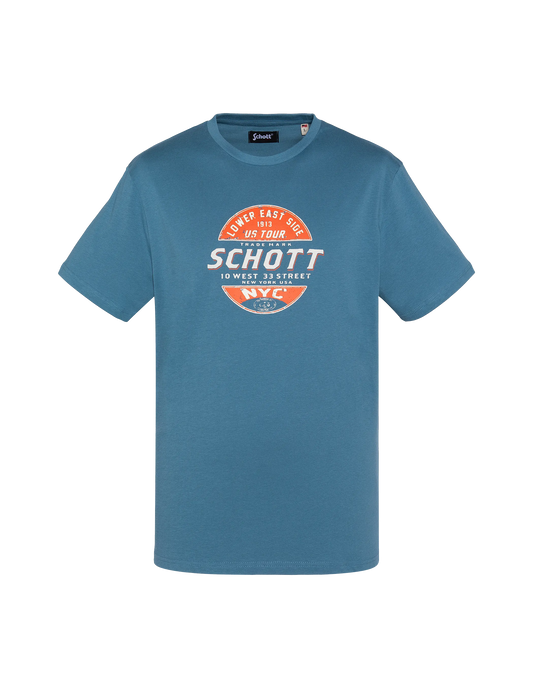 Camiseta azul impresa