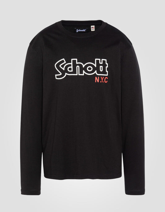 T-shirt imprimé noir à manches longues