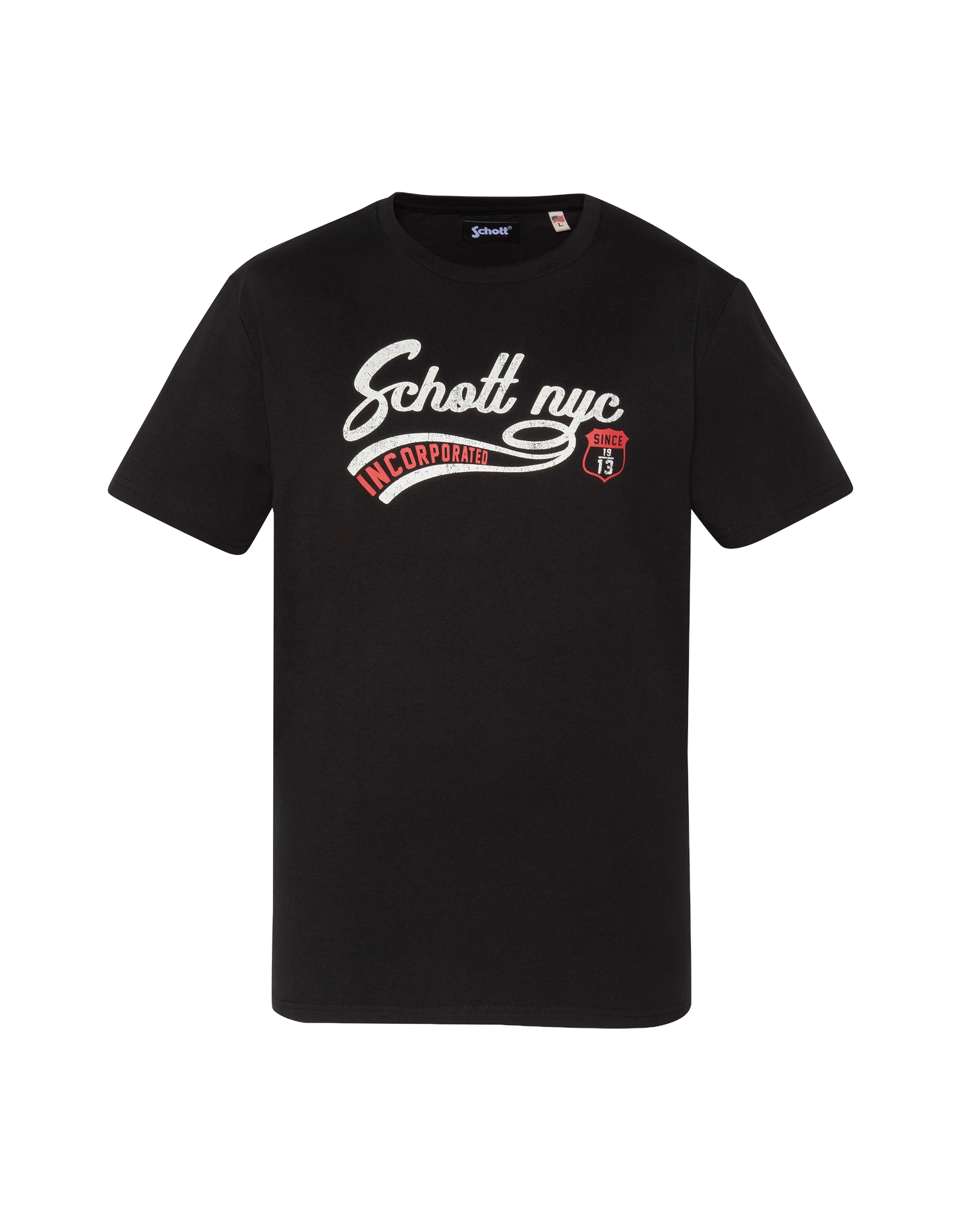 Schwarzes Vintage-T-Shirt mit Schott NYC®-Print