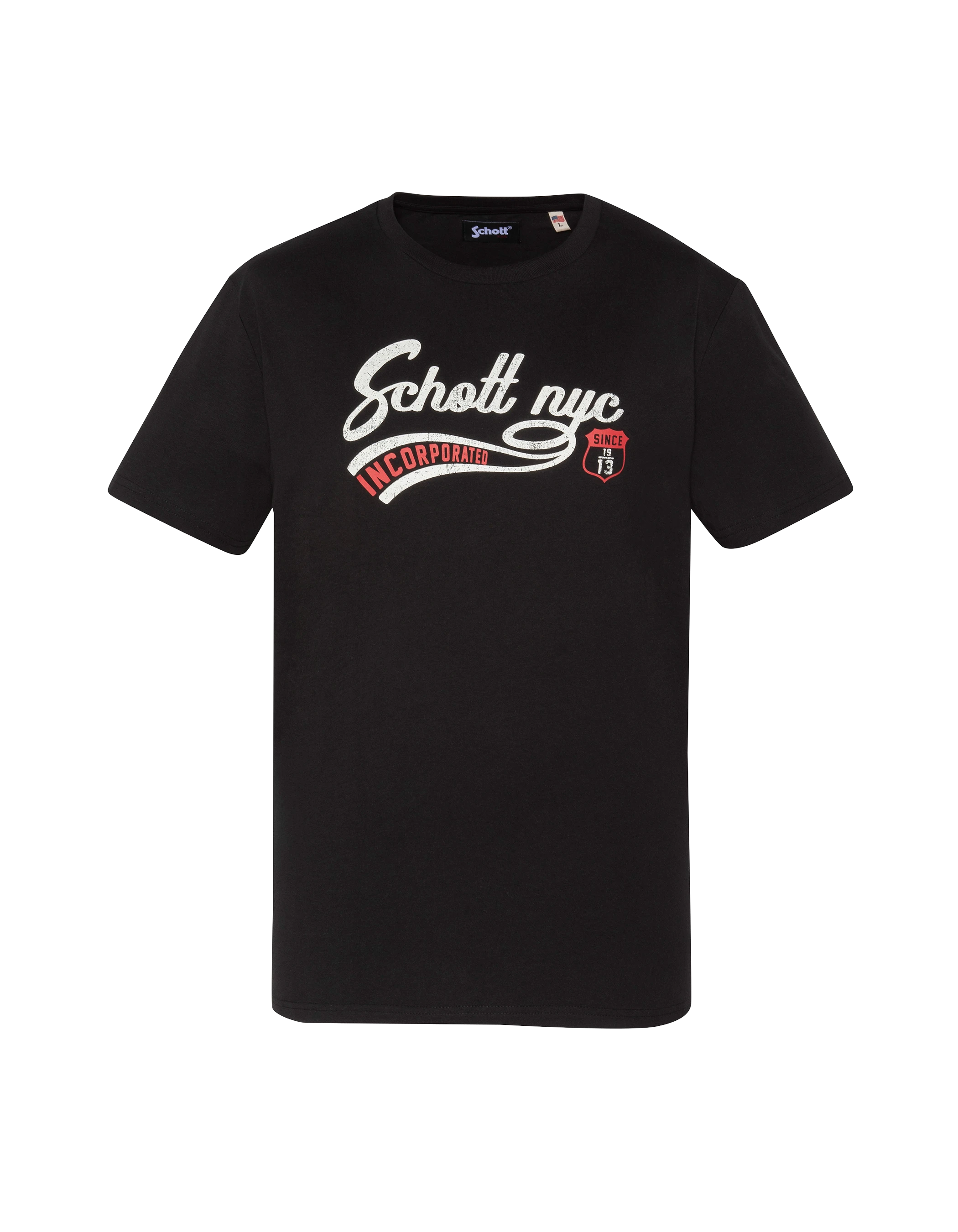 Schwarzes Vintage-T-Shirt mit Schott NYC®-Print-1