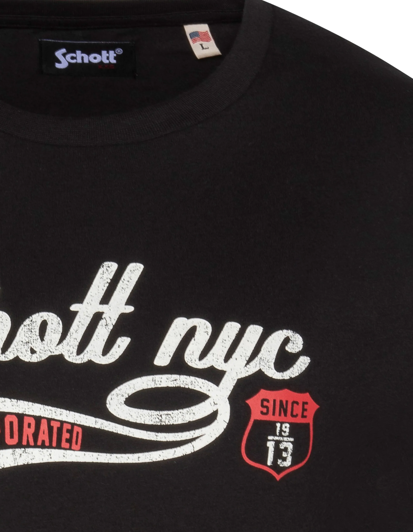Schwarzes Vintage-T-Shirt mit Schott NYC®-Print