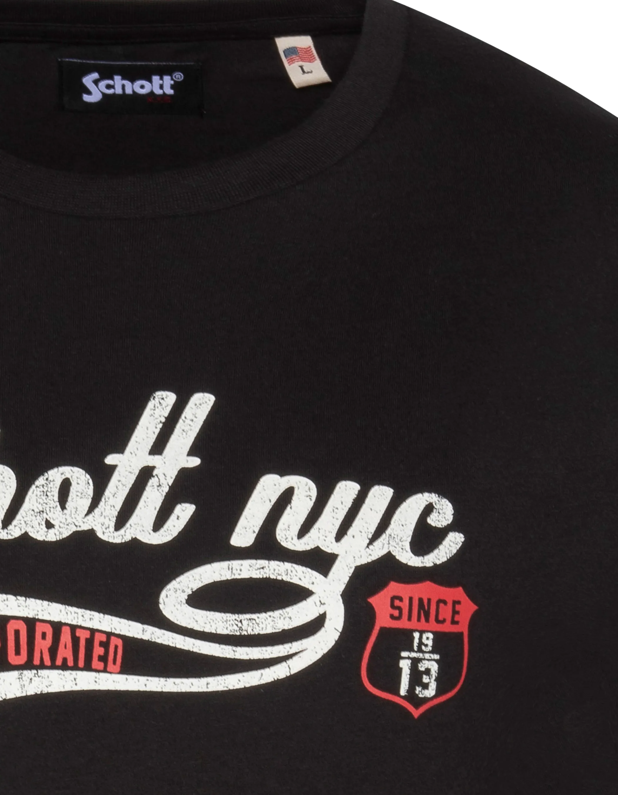 Schwarzes Vintage-T-Shirt mit Schott NYC®-Print-3