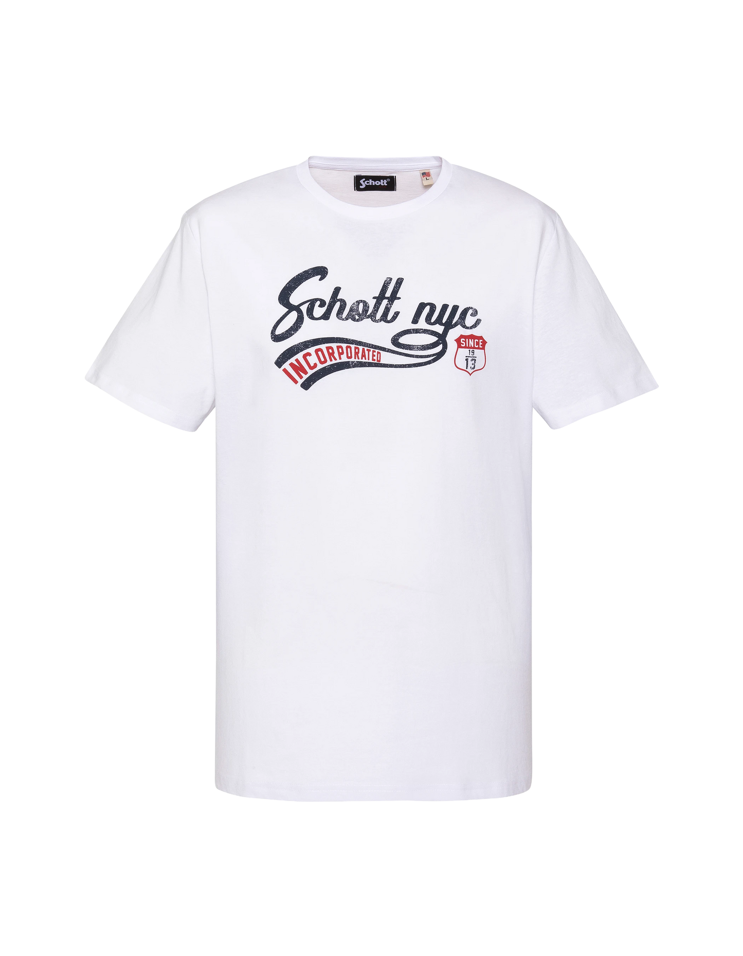 Weißes Vintage-T-Shirt mit Schott NYC®-Print