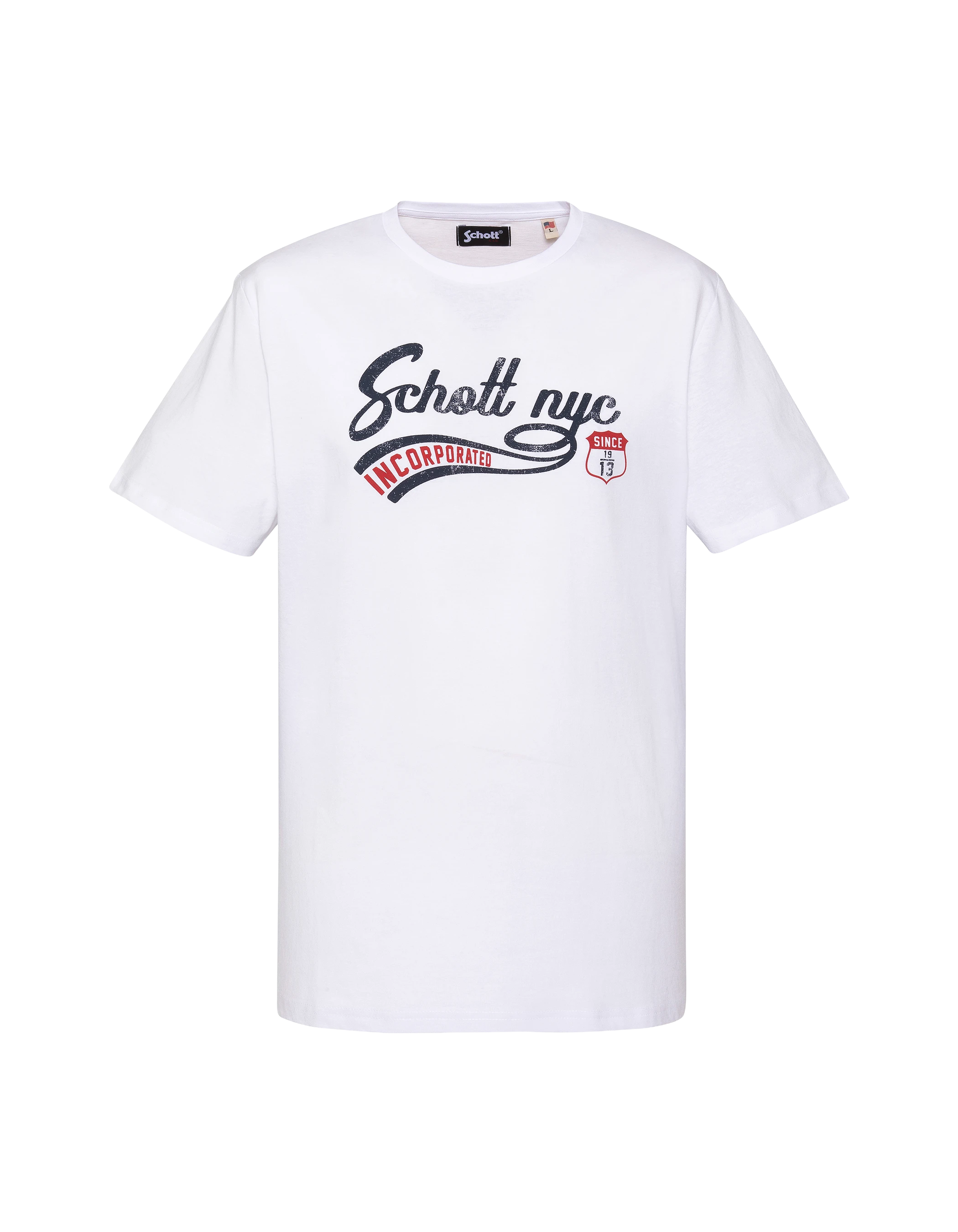 Weißes Vintage-T-Shirt mit Schott NYC®-Print-1