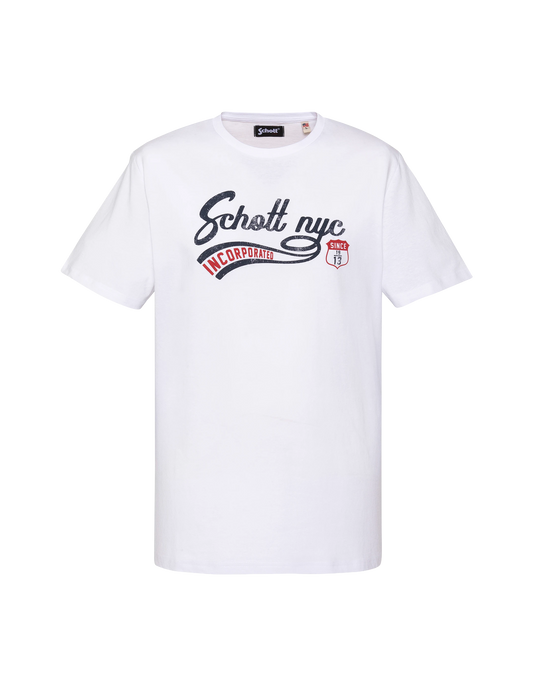 T-shirt bianca con stampa Schott NYC® vintage