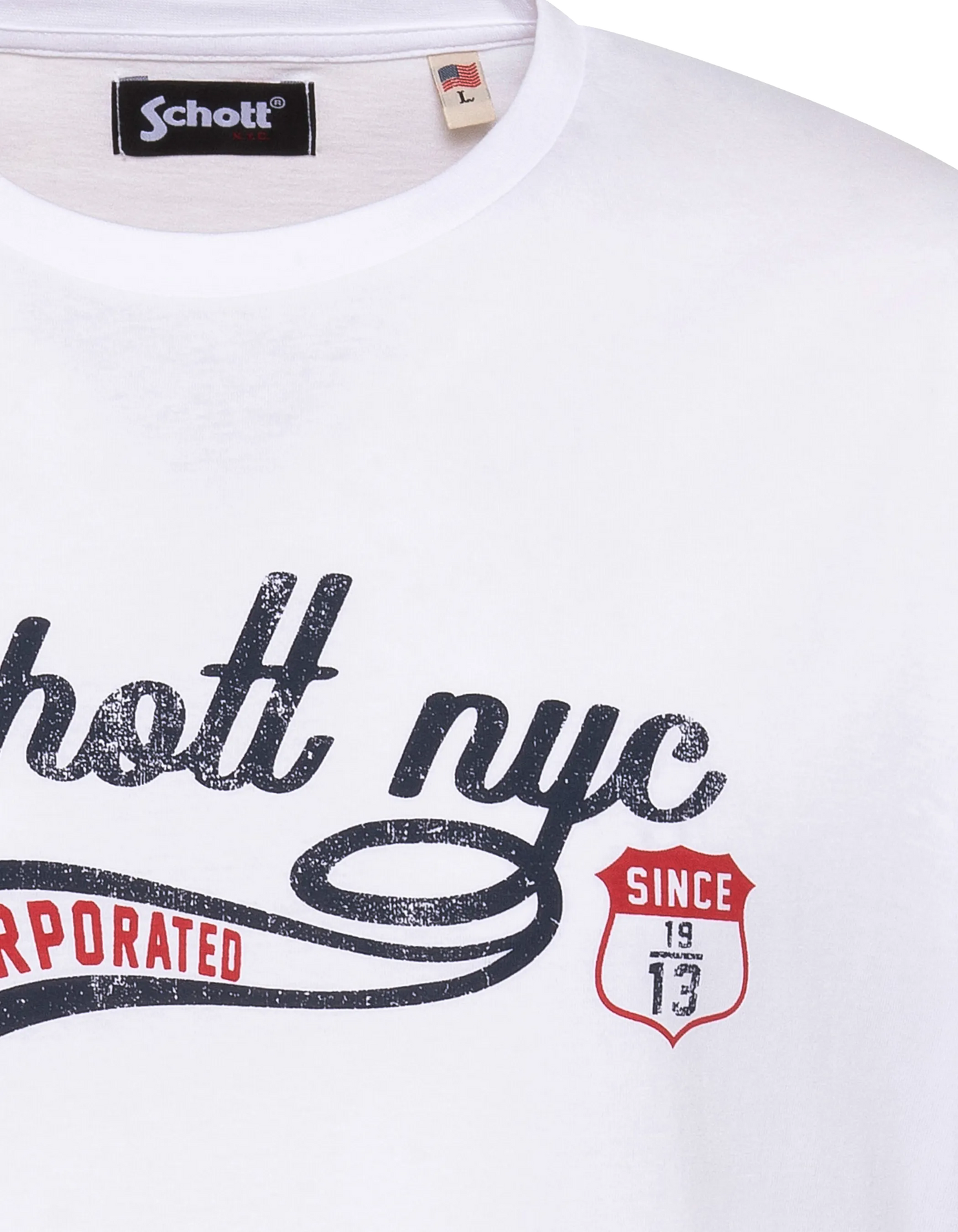 Weißes Vintage-T-Shirt mit Schott NYC®-Print