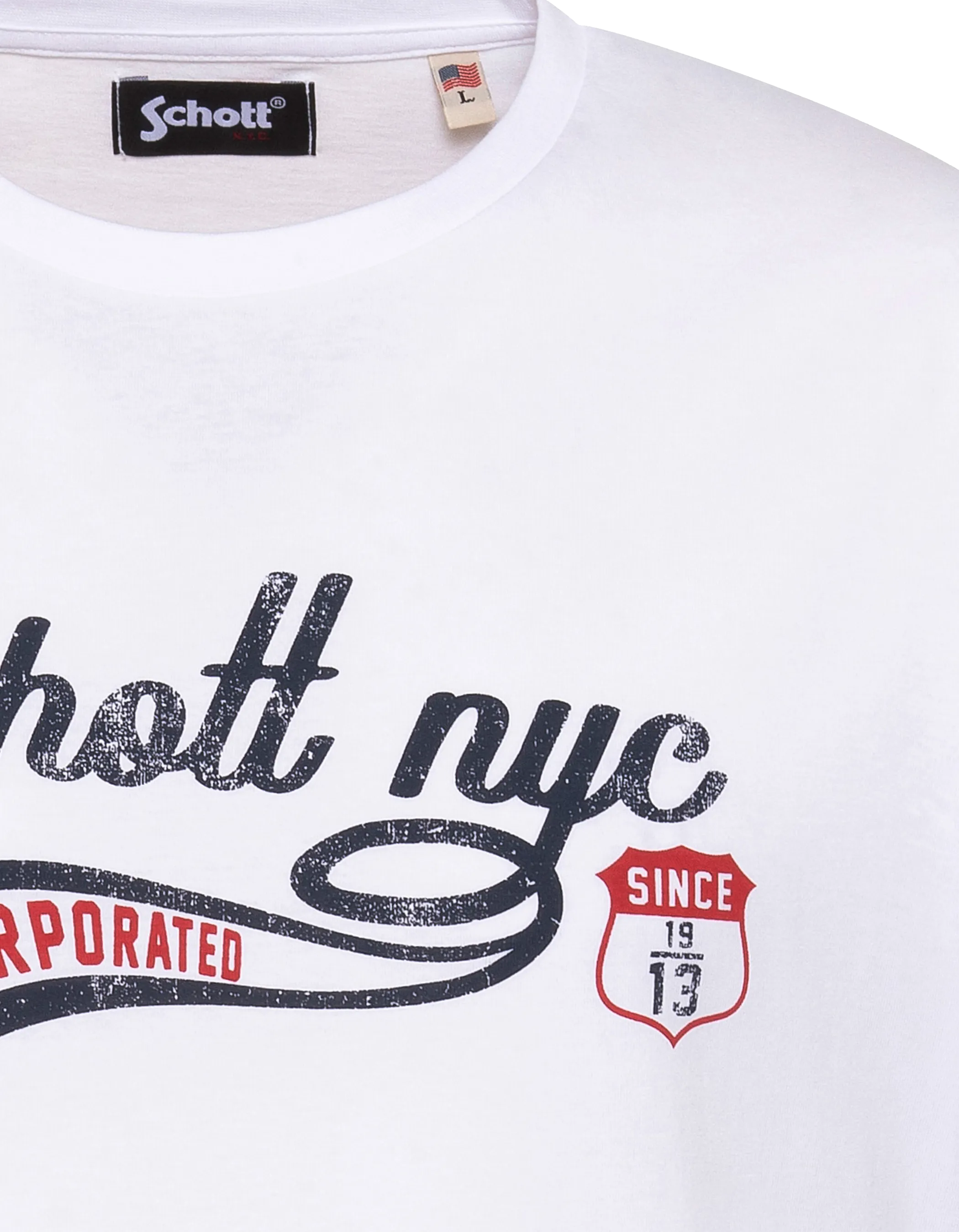 Weißes Vintage-T-Shirt mit Schott NYC®-Print-3
