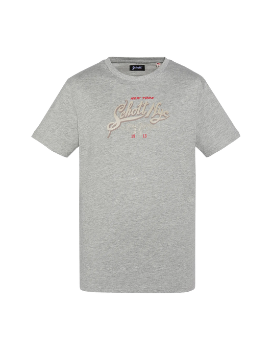 T-shirt gris chiné imprimé