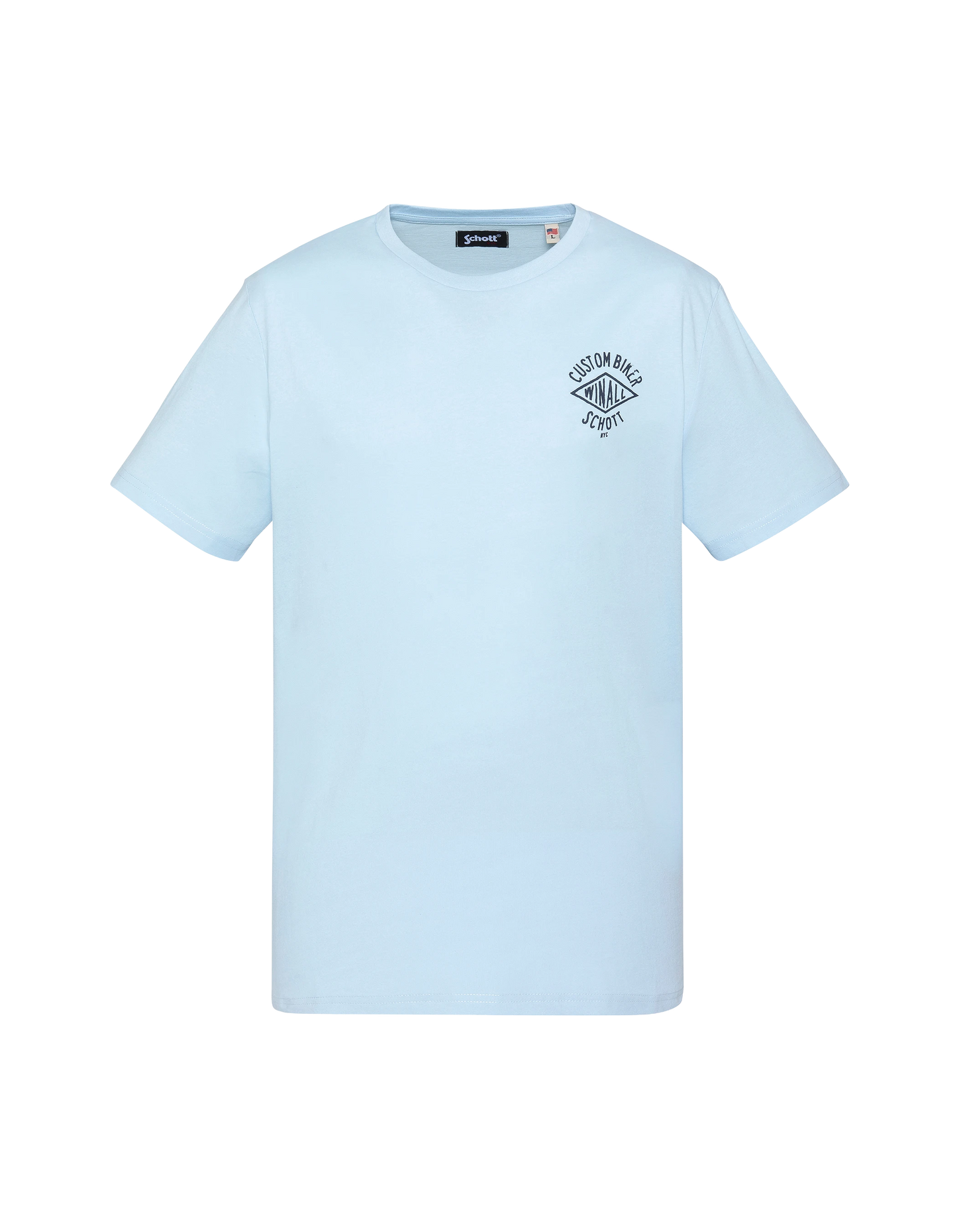 Himmelblaues T-Shirt mit individuellem Biker-Aufdruck