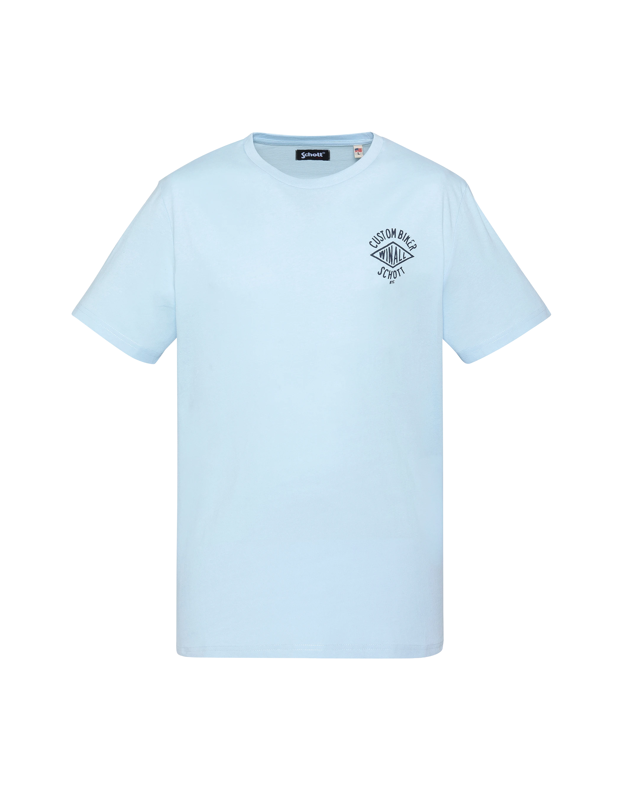 Himmelblaues T-Shirt mit individuellem Biker-Aufdruck-1