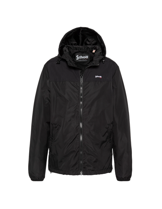 Coupe-vent noir à capuche