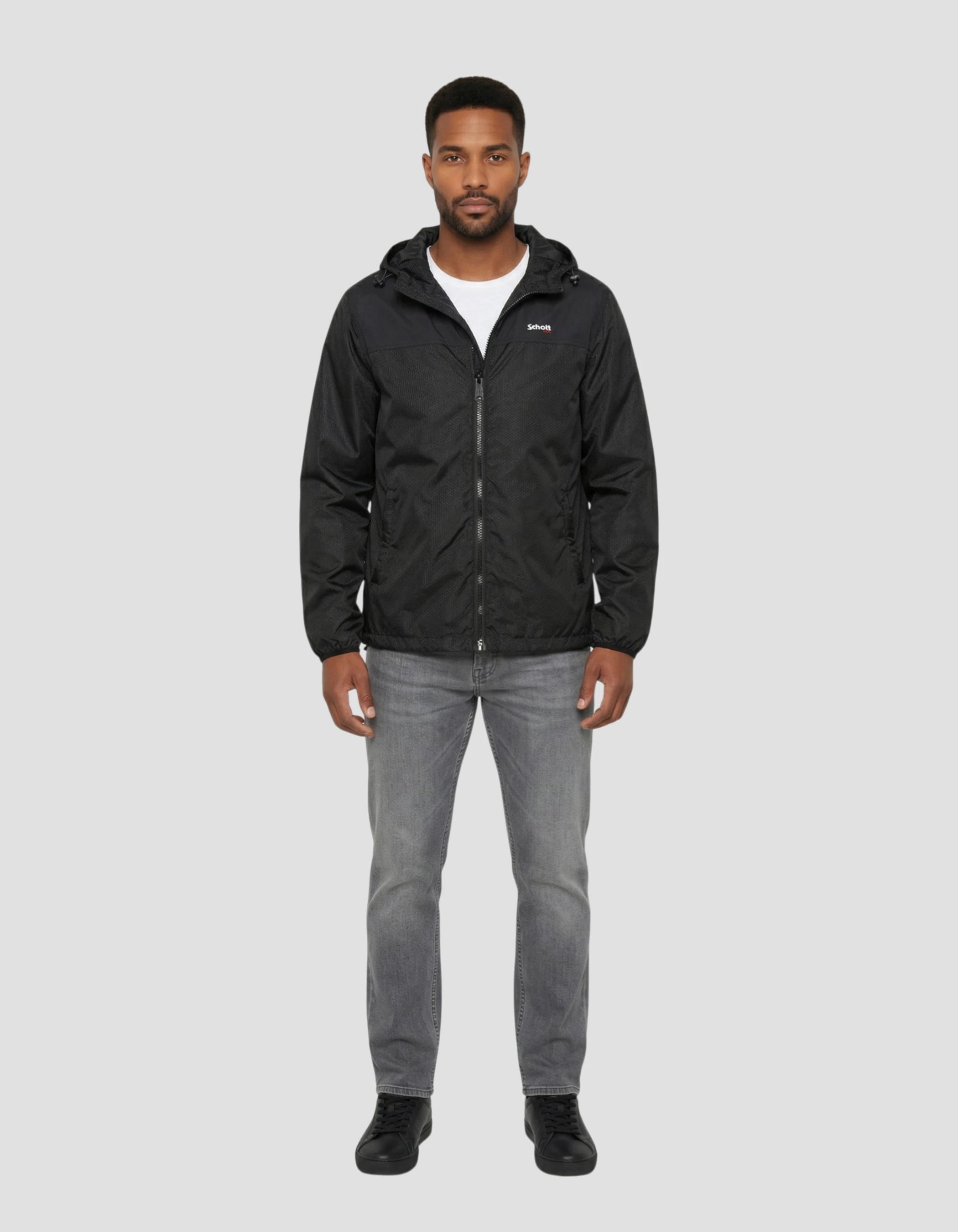 Black hooded windbreaker-1