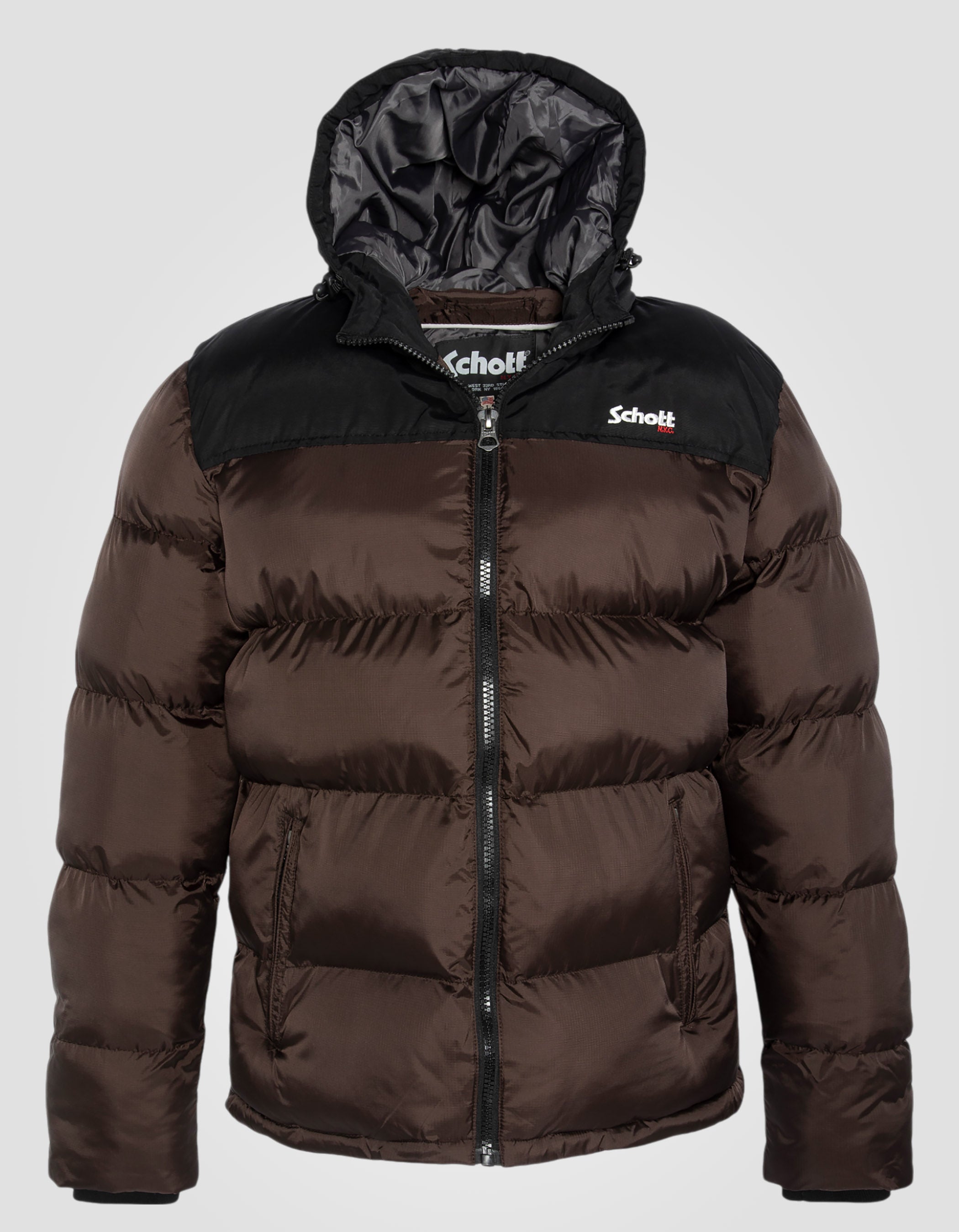 Doudoune à capuche marron foncé unisexe-1