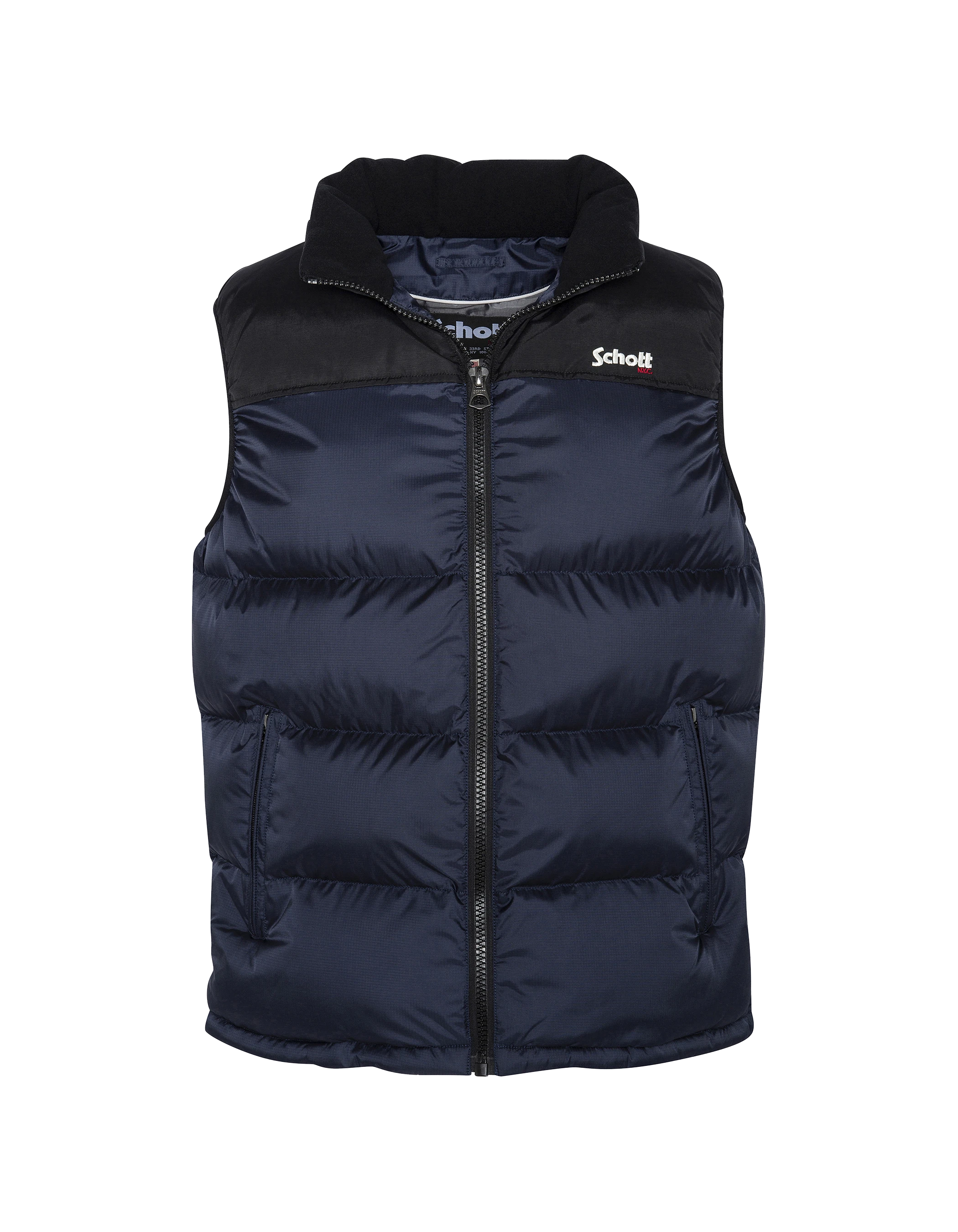 Doudoune bleu marine sans manche unisexe, grande taille-1