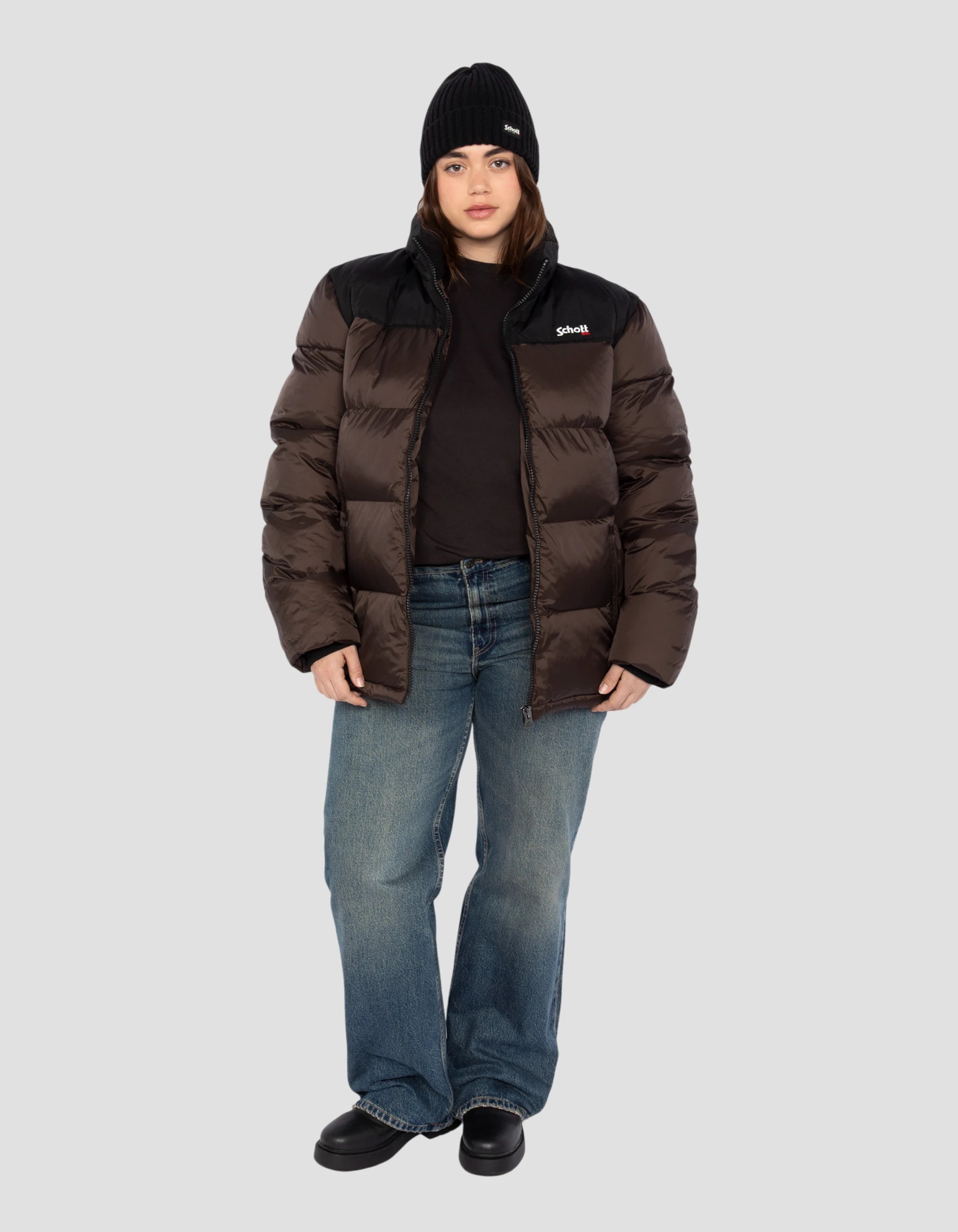 Unisex dunkelbraune Jacke, große Größe-1