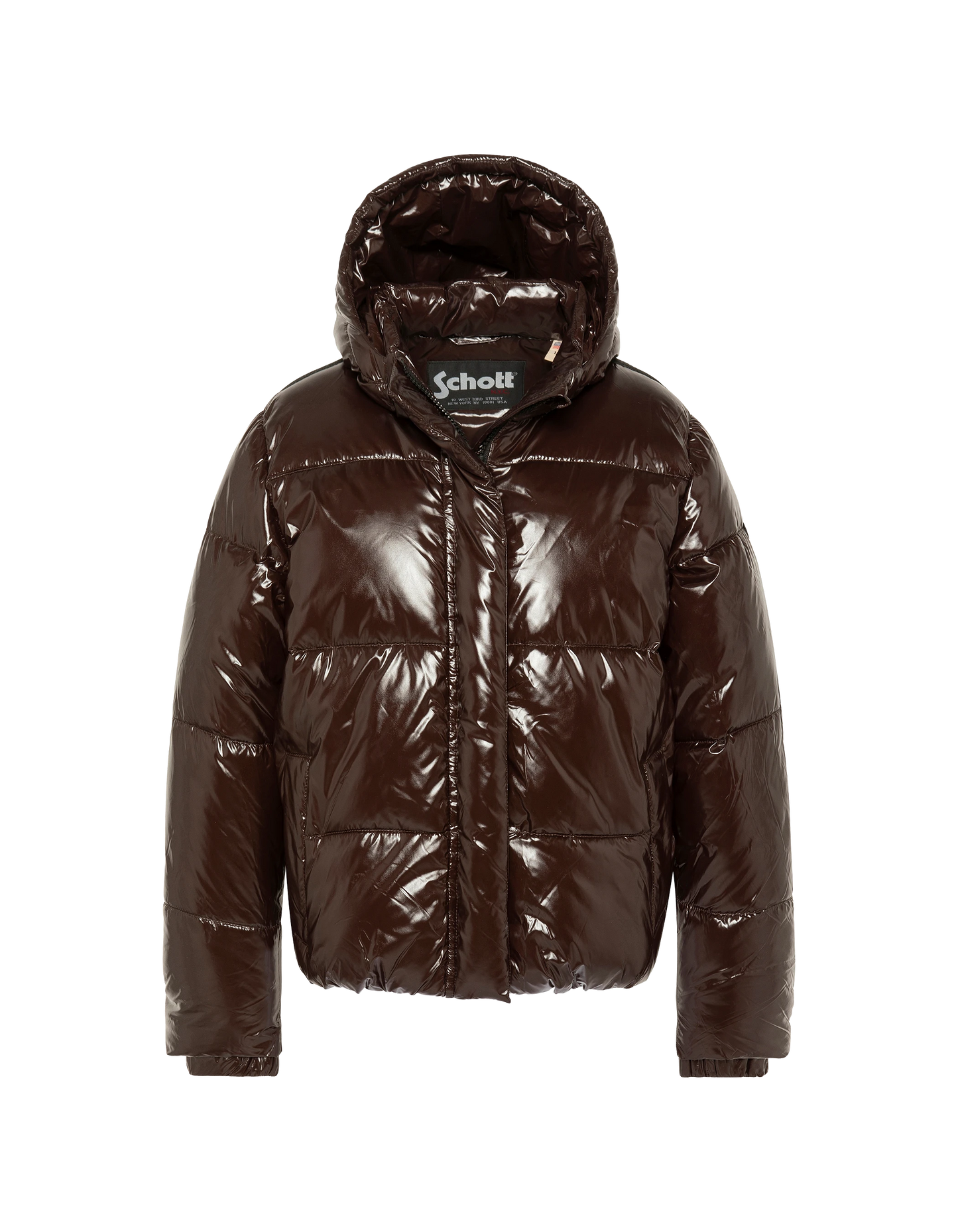 Plumífero urbano infantil con capucha chocolate