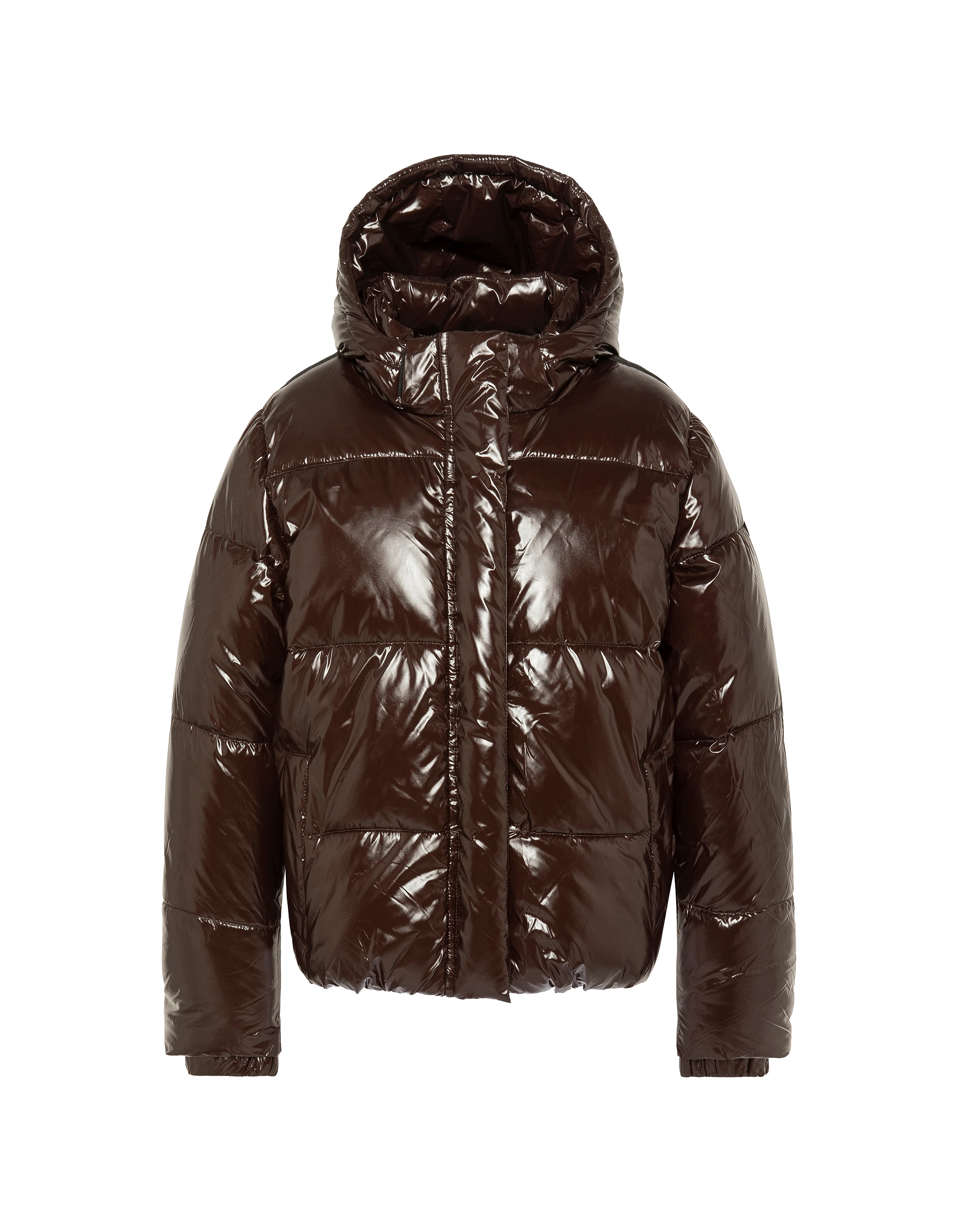 Plumífero urbano infantil con capucha chocolate-3