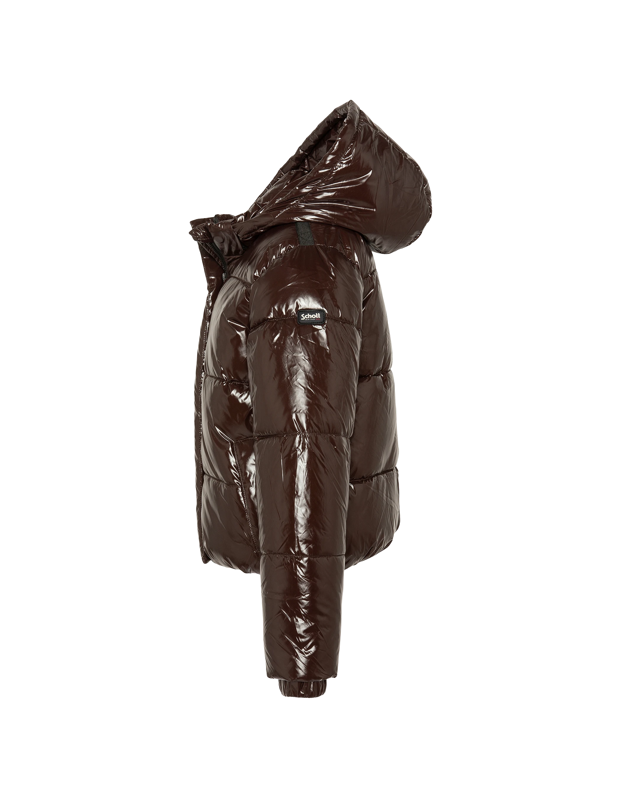 Plumífero urbano infantil con capucha chocolate-5