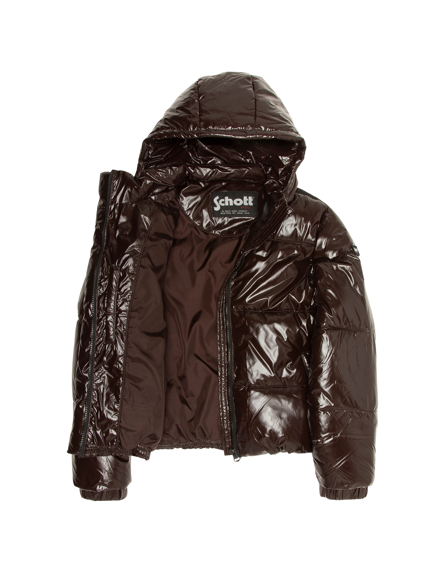 Plumífero urbano infantil con capucha chocolate