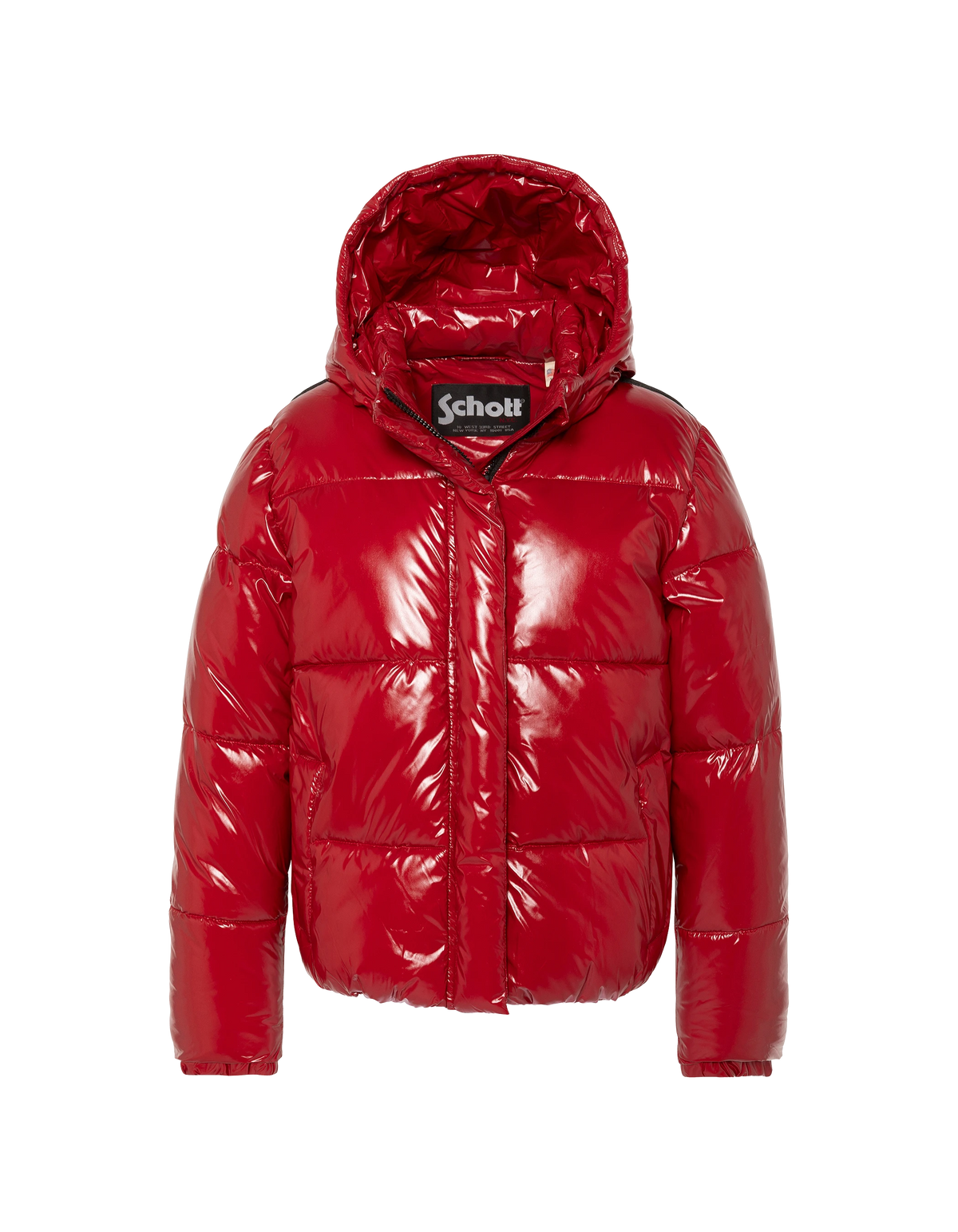 Plumífero urbano infantil con capucha rojo-1