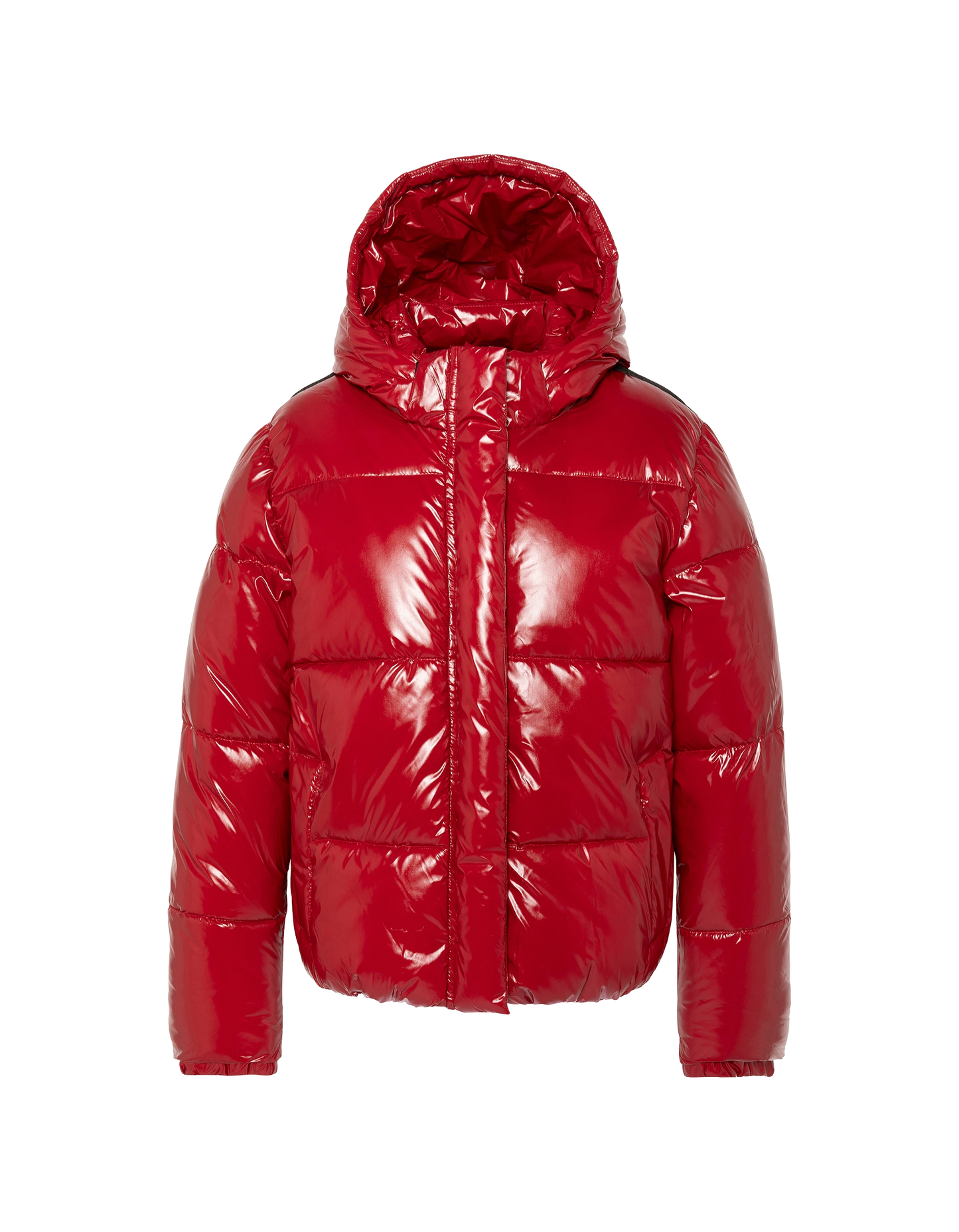 Plumífero urbano infantil con capucha rojo