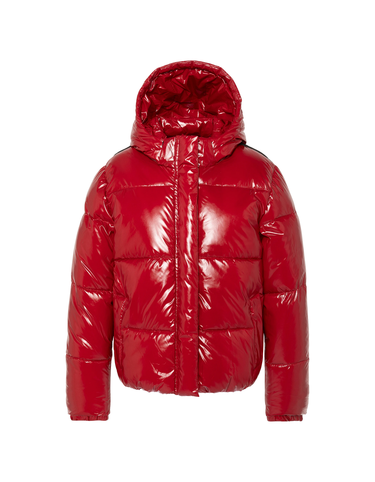 Plumífero urbano infantil con capucha rojo-3