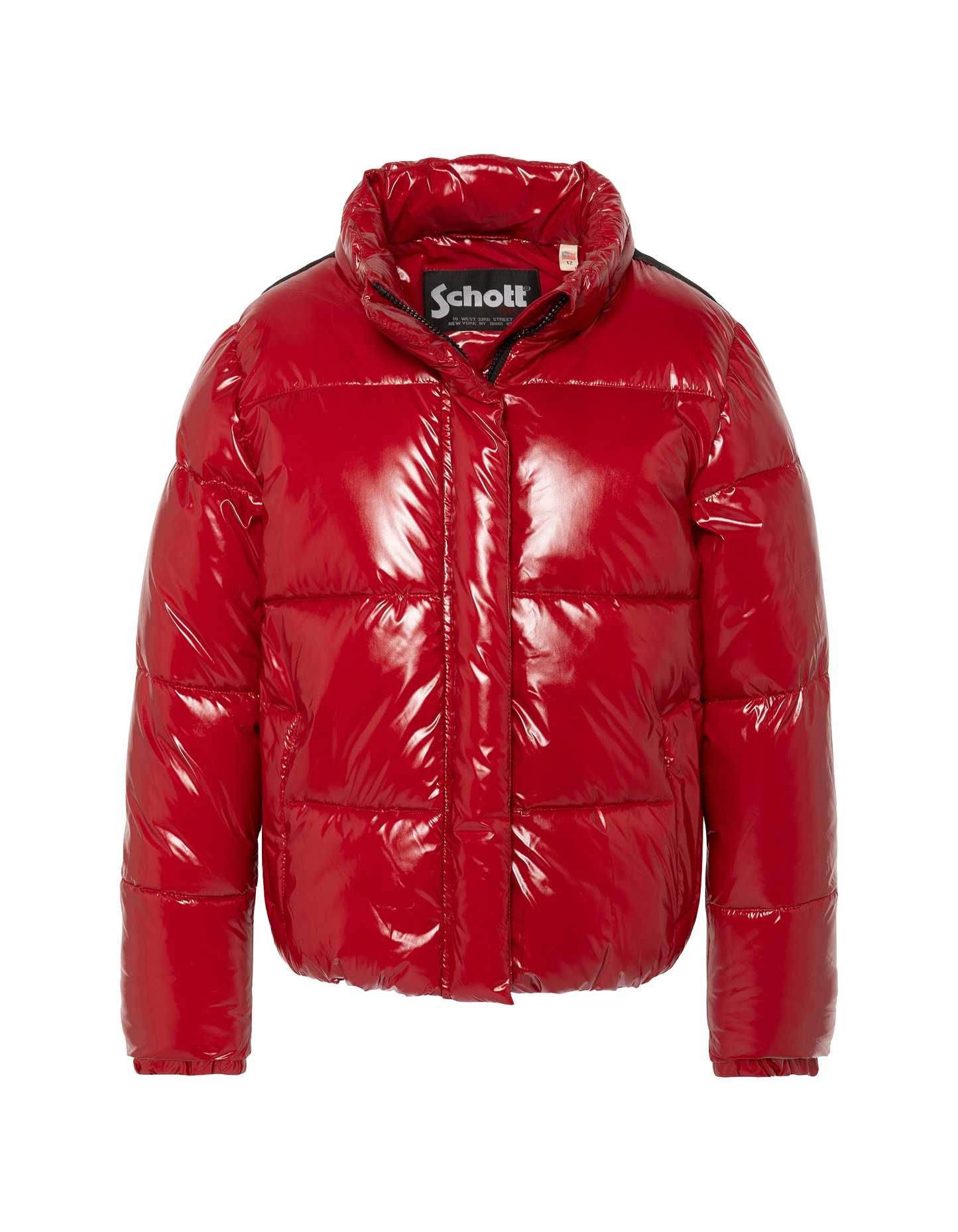 Plumífero urbano infantil con capucha rojo