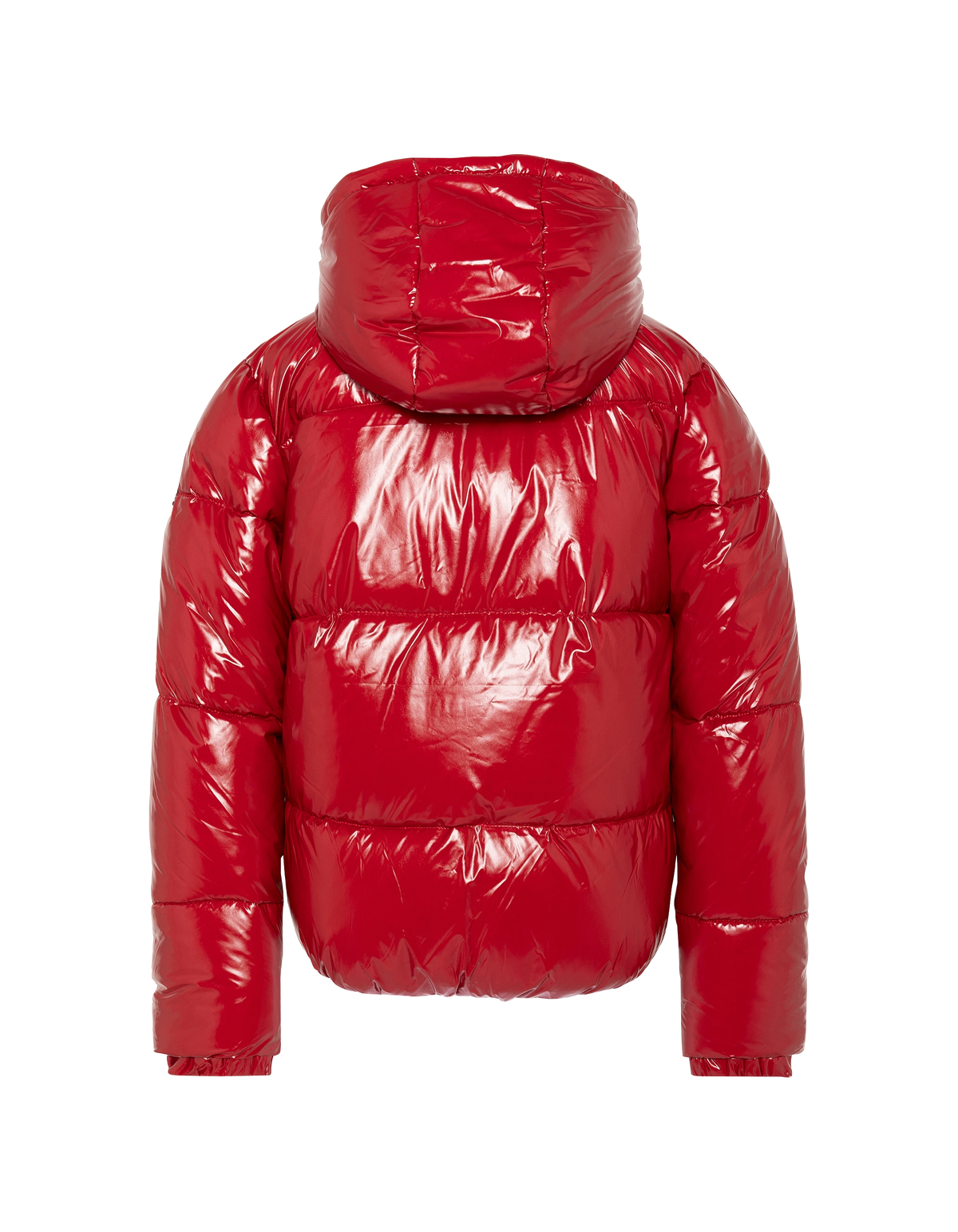 Plumífero urbano infantil con capucha rojo