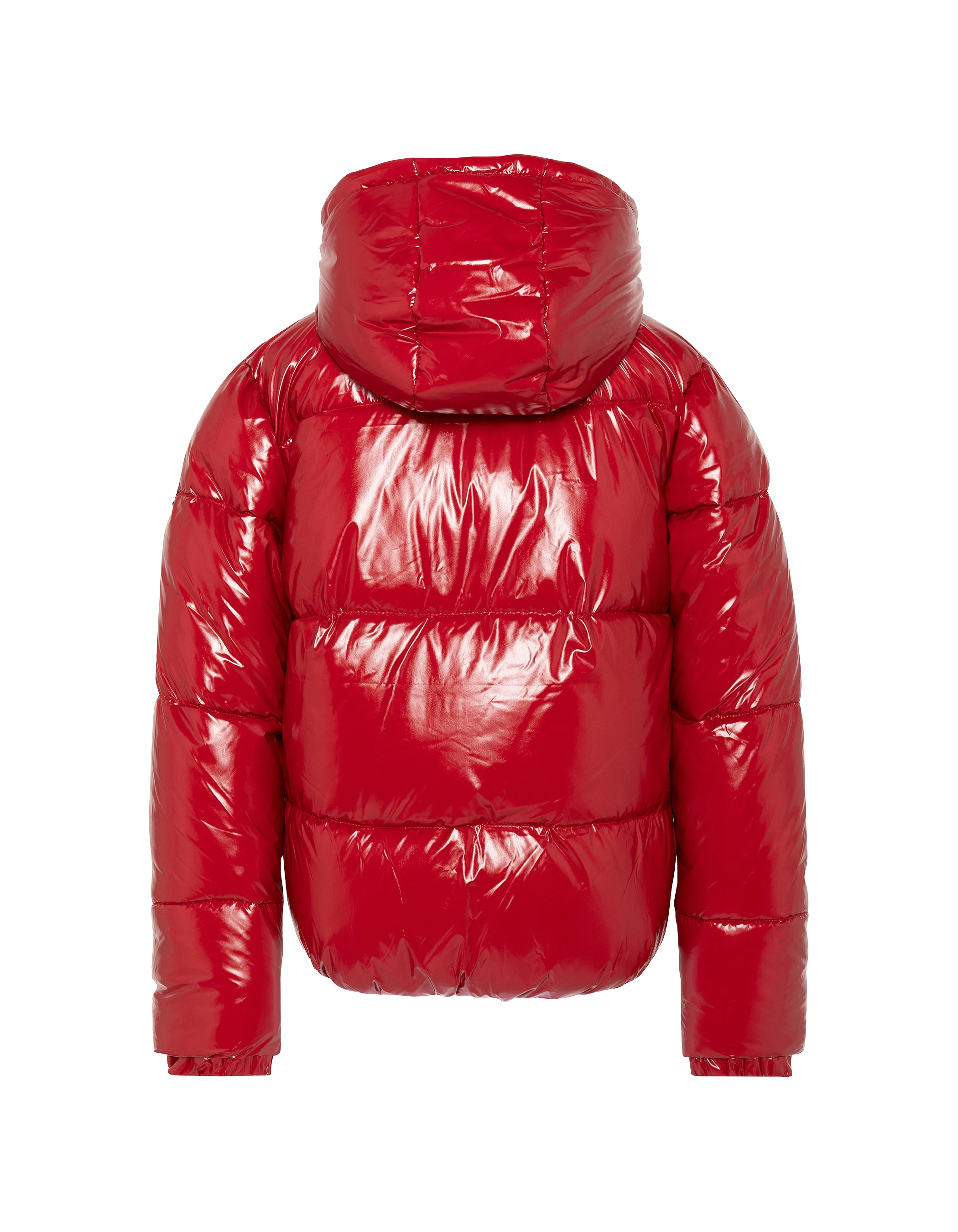 Plumífero urbano infantil con capucha rojo-2