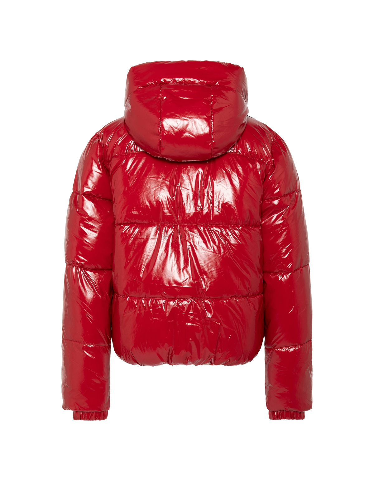 Piumino rosso urbano con cappuccio