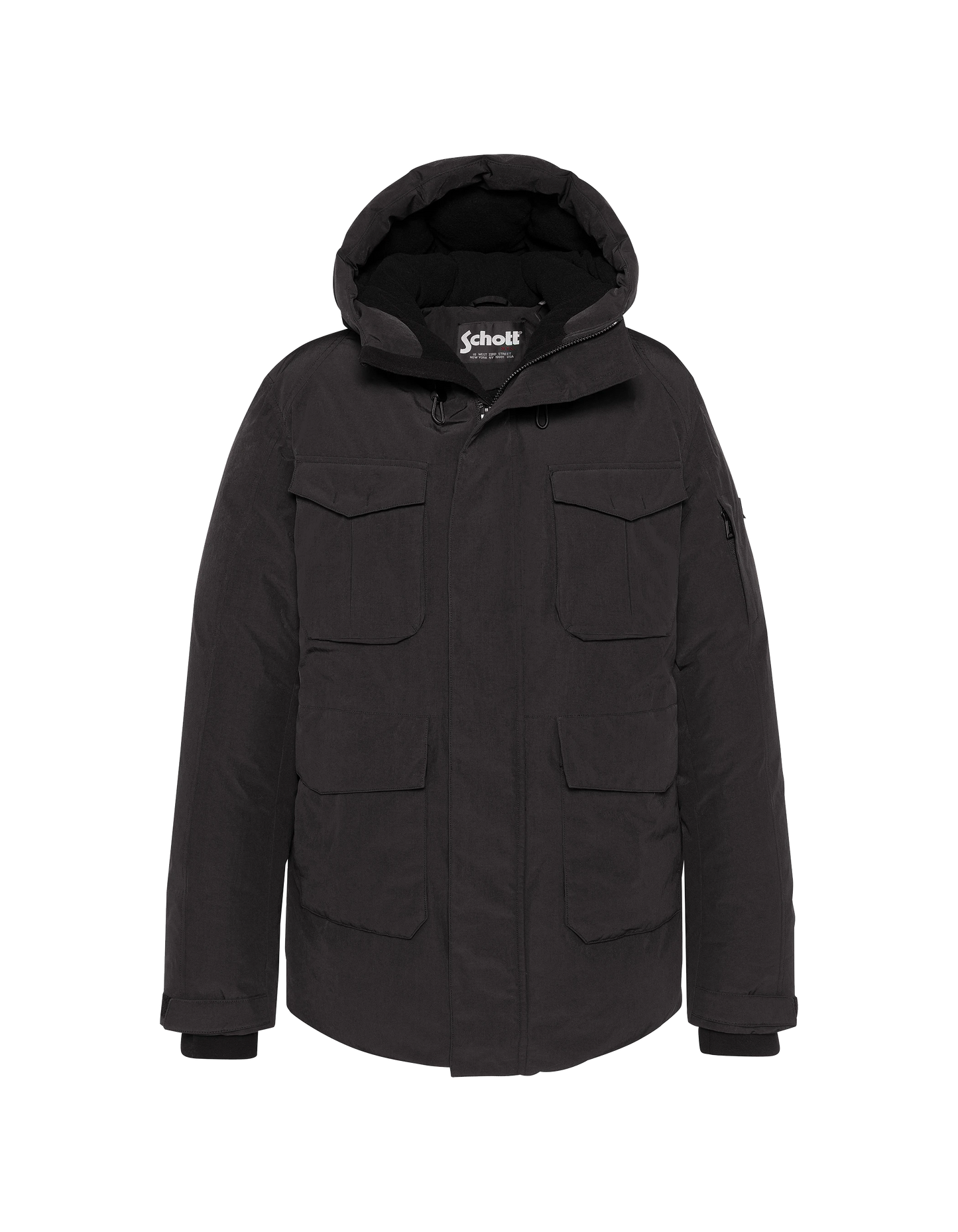 Schwarzer Kapuzenparka