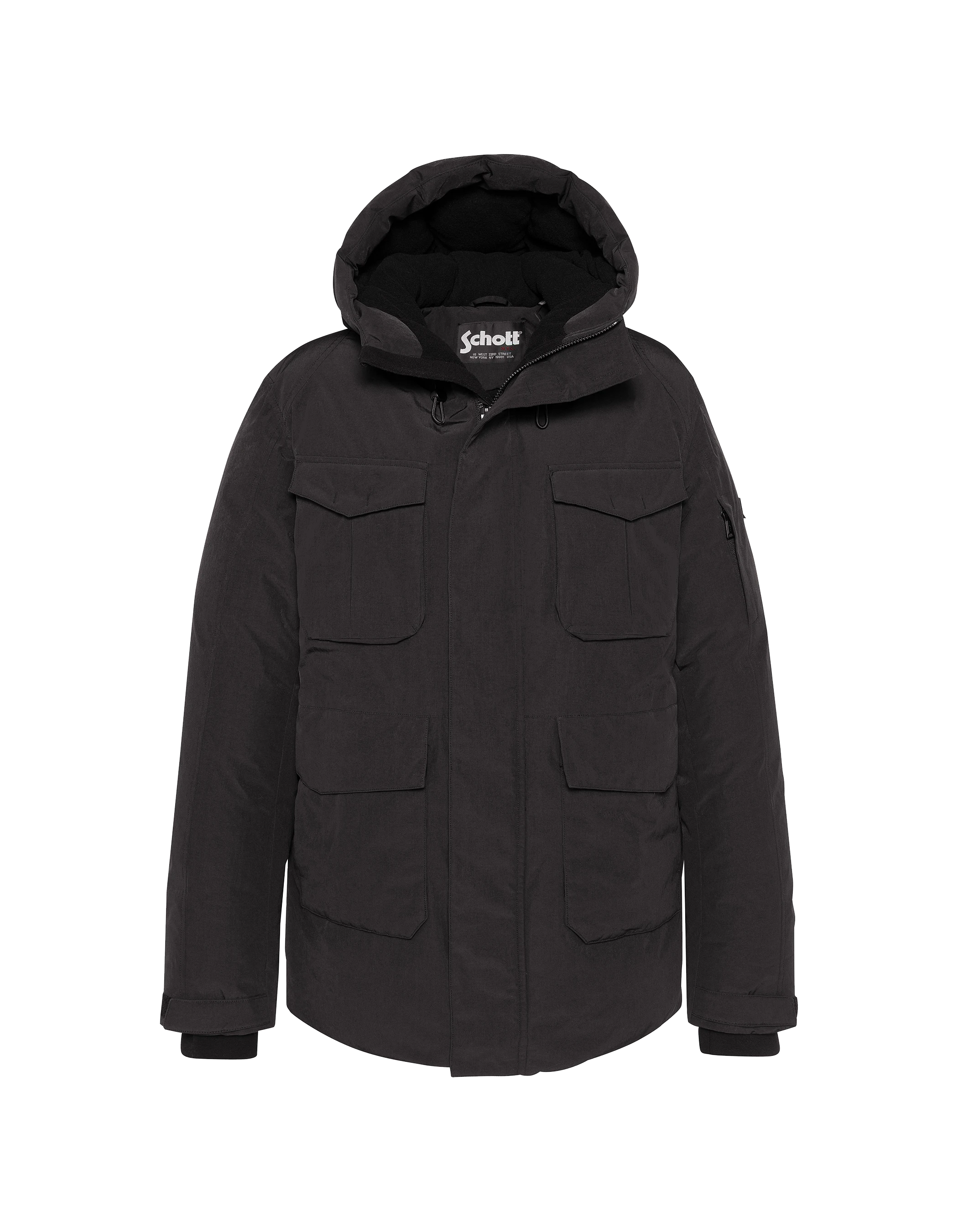 Schwarzer Kapuzenparka-2