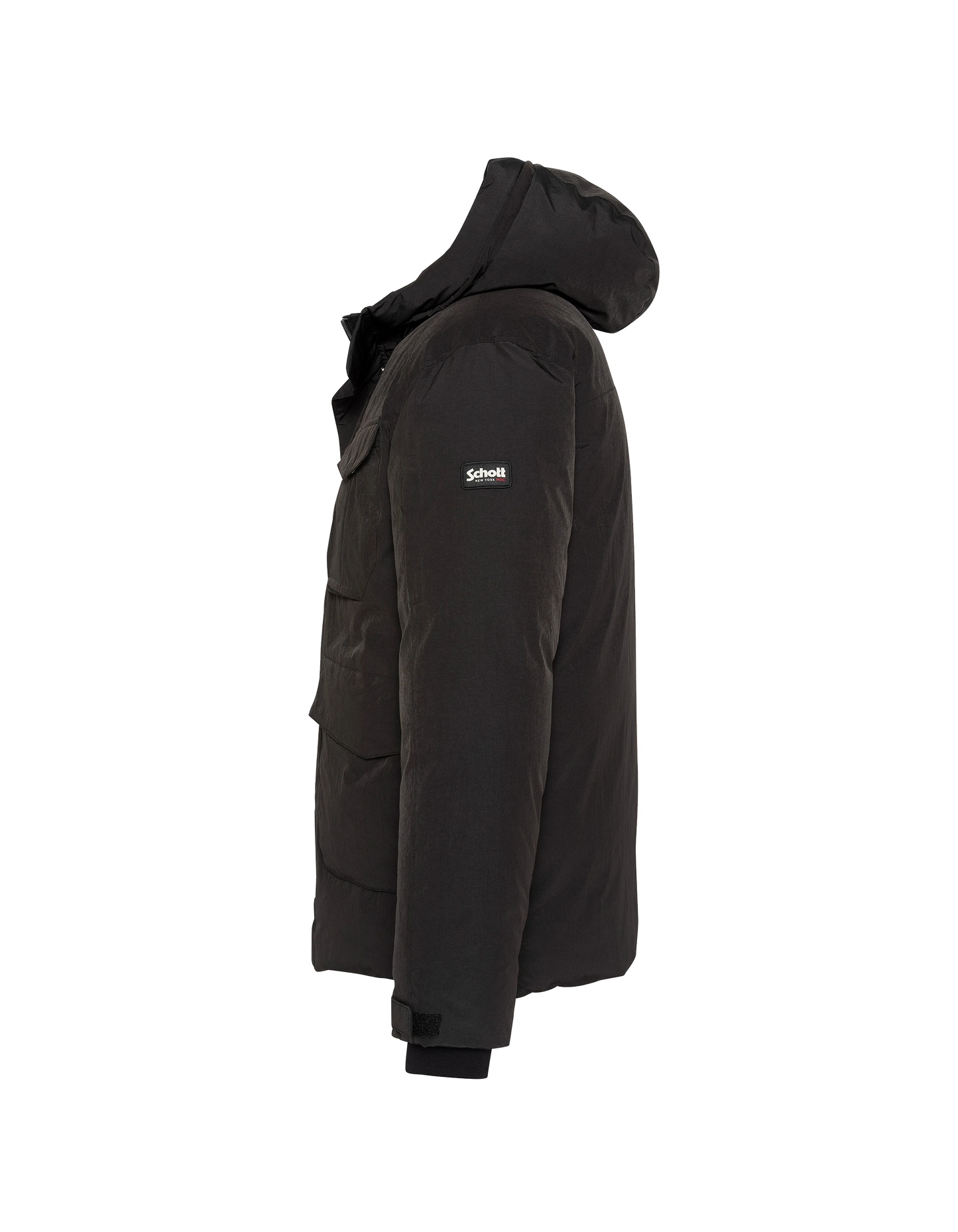 Schwarzer Kapuzenparka