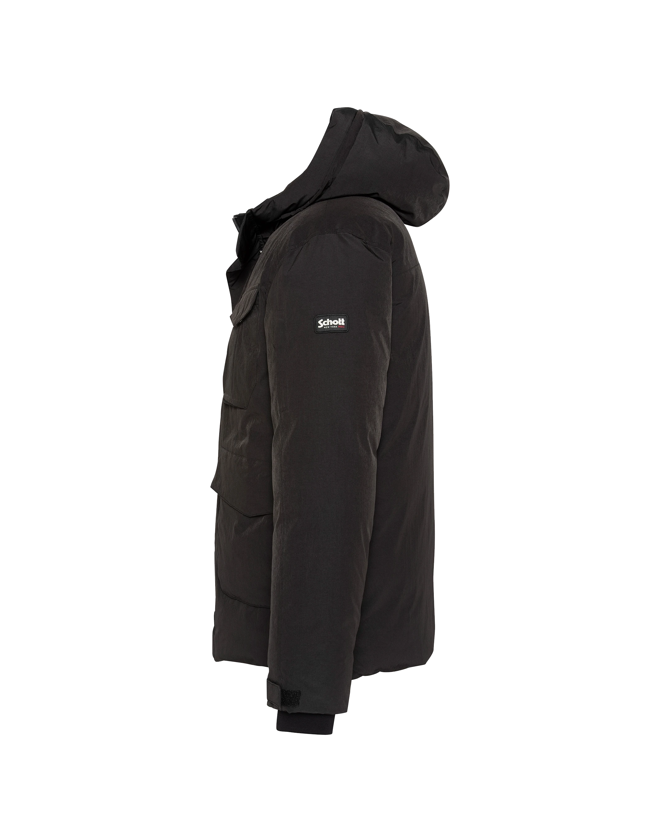 Schwarzer Kapuzenparka-5