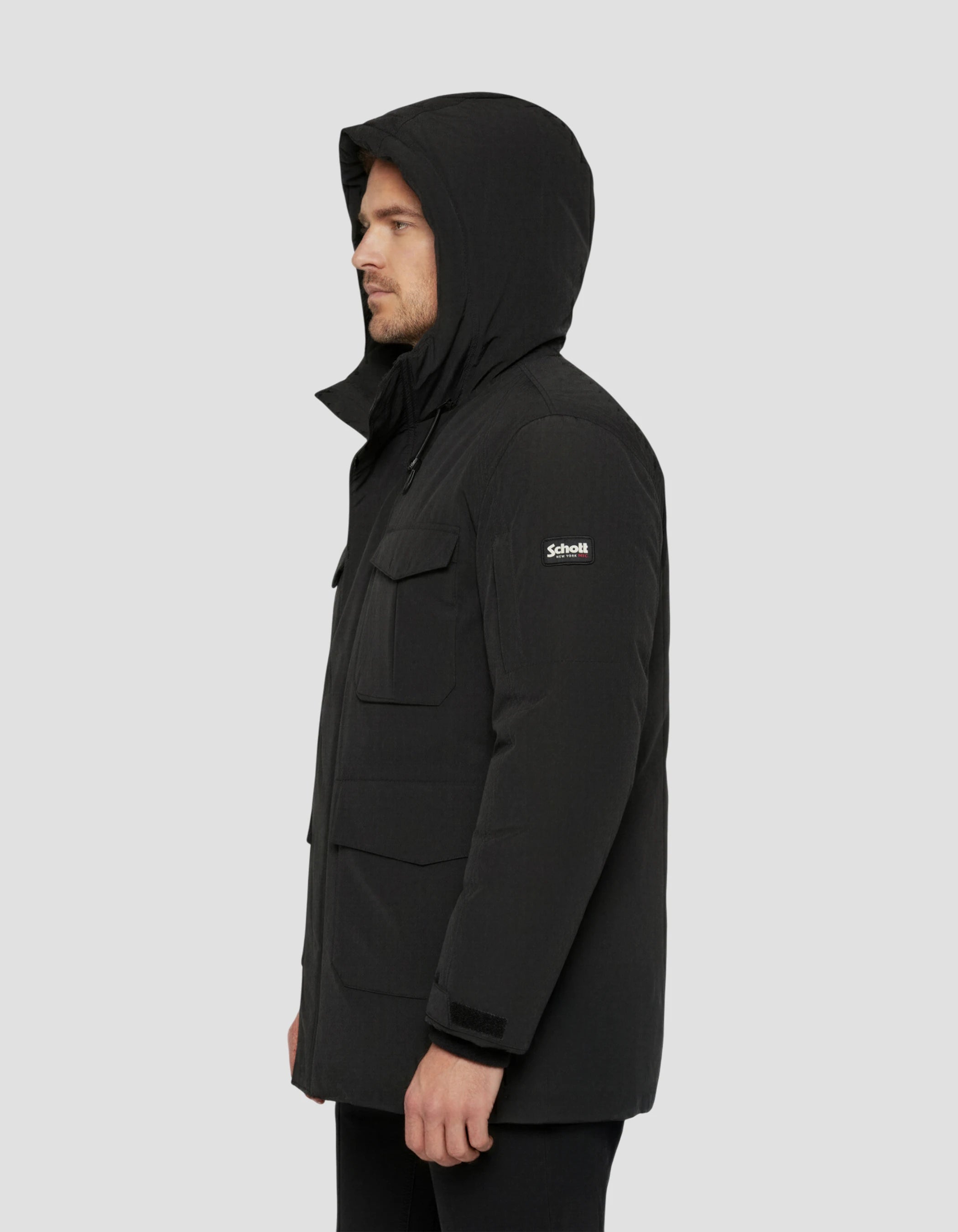 Schwarzer Kapuzenparka-3