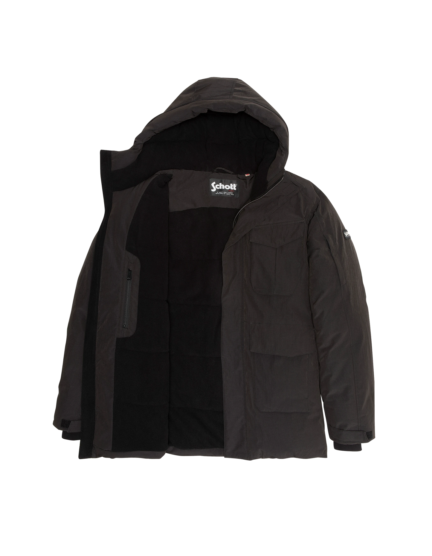 Schwarzer Kapuzenparka