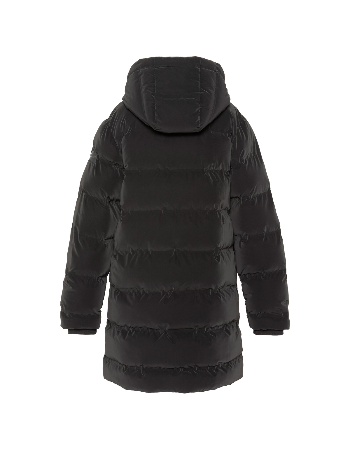 Parka larga acolchada con capucha negra