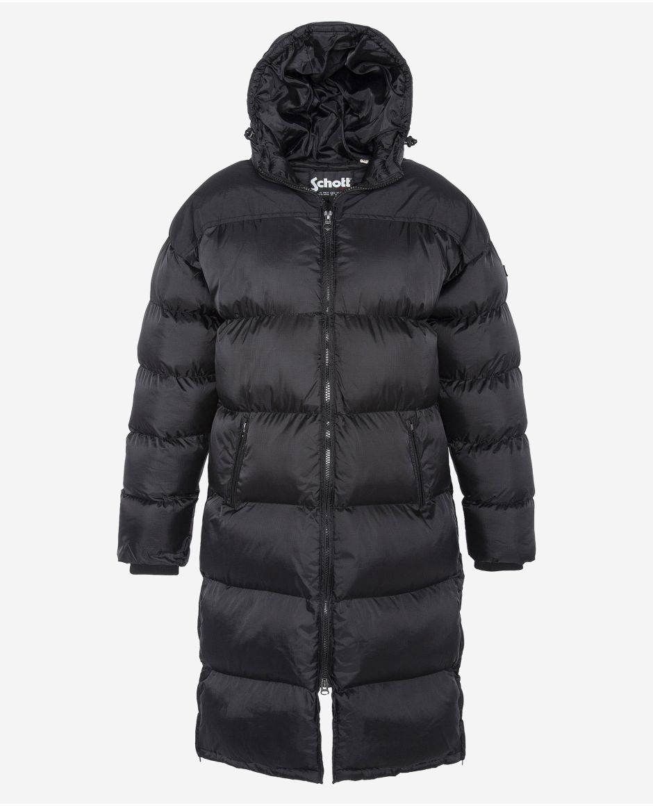 Extra long hooded puffer coat