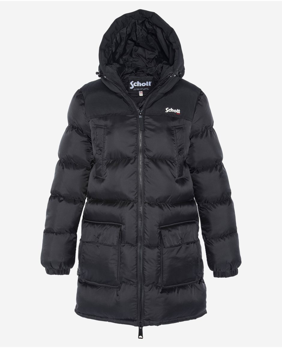 Puffer jacket with fixed hood