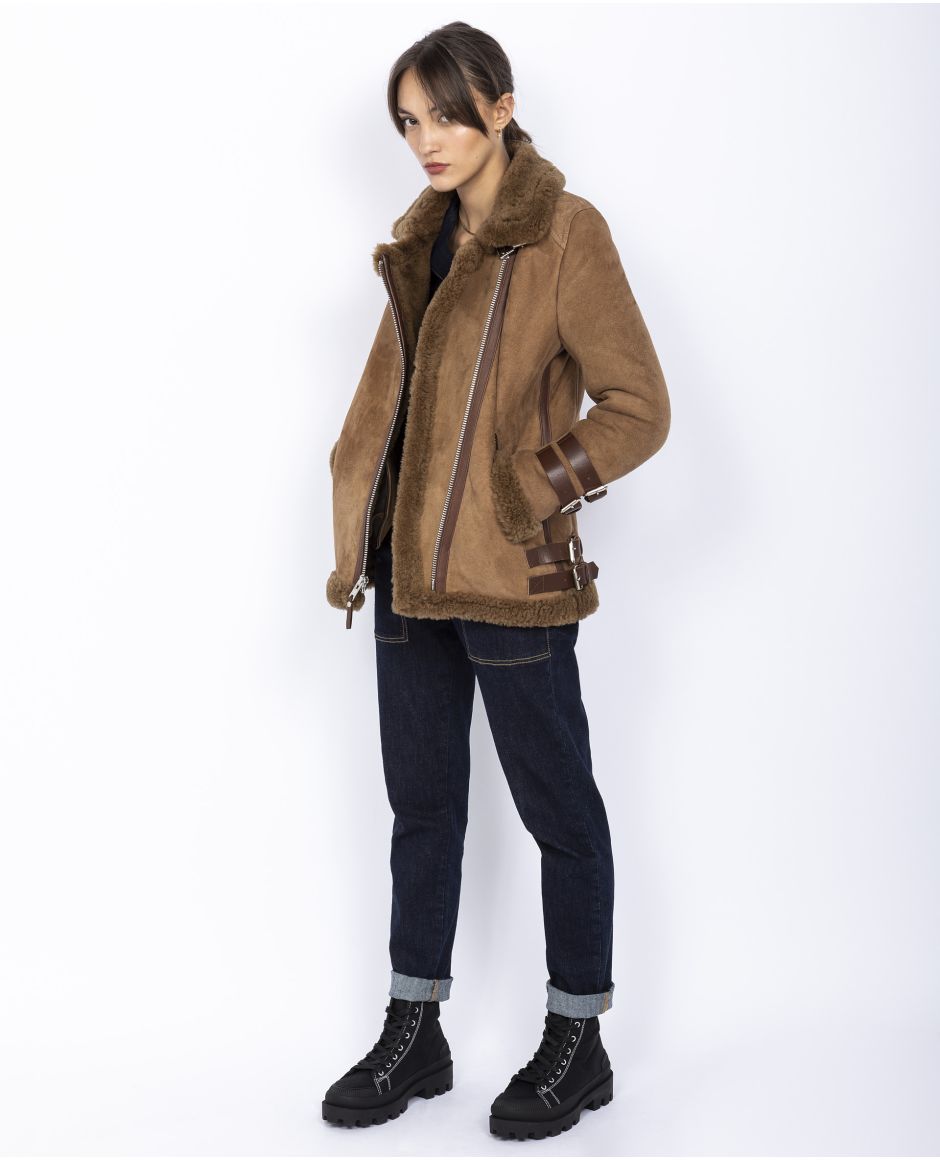 Sheepskin suede Perfecto® inspired jacket