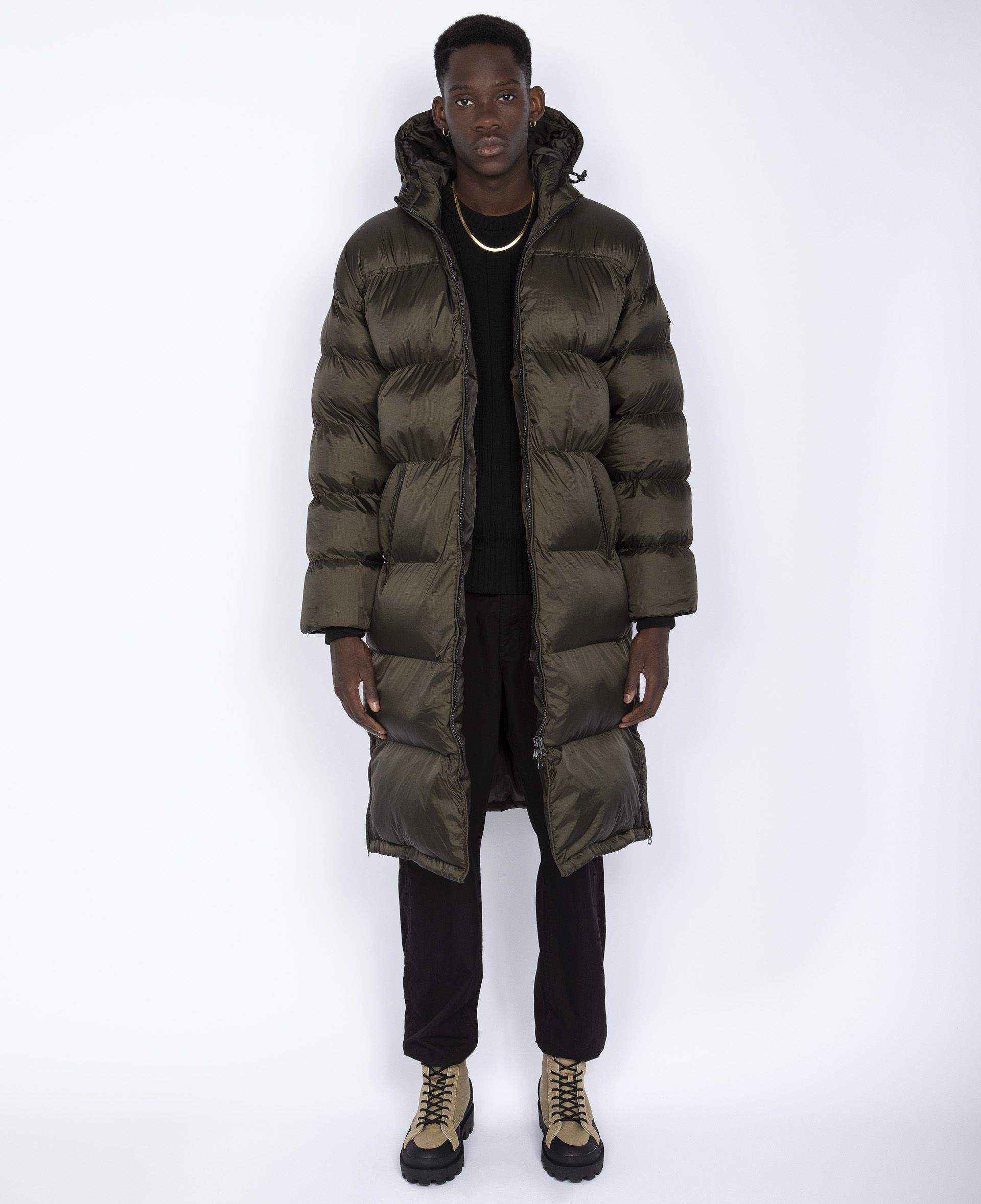 Buy Extra long hooded puffer coat man Shell: 100% Nylon Hood: 60