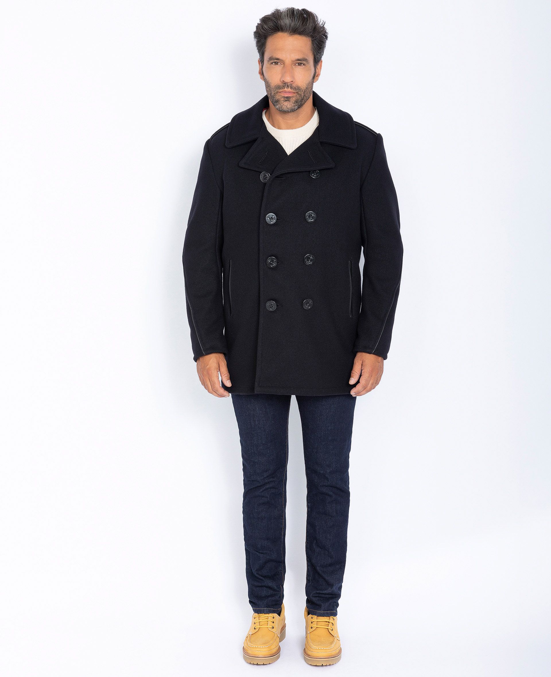 Buy Fitted peacoat, mythical USA man 75% wool / 25% nylon - Schott